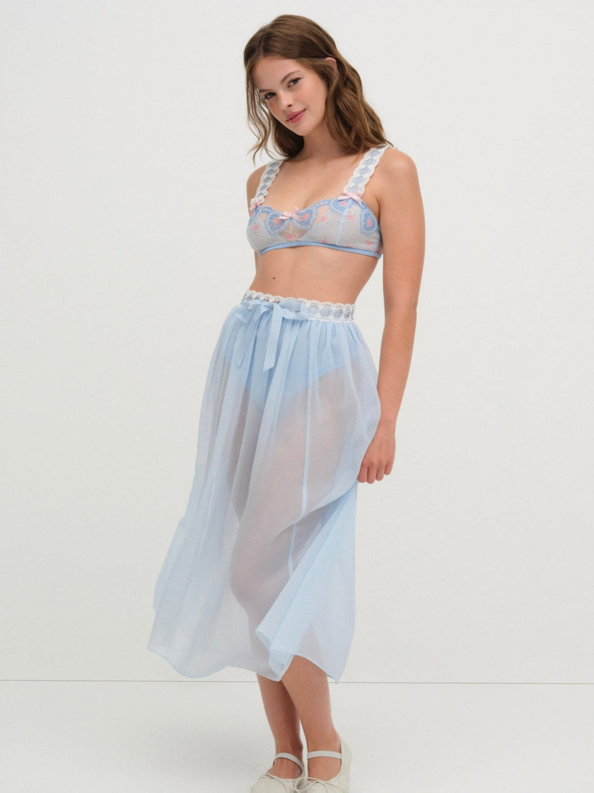 Dainty Doily Midi Skirt - Blue
