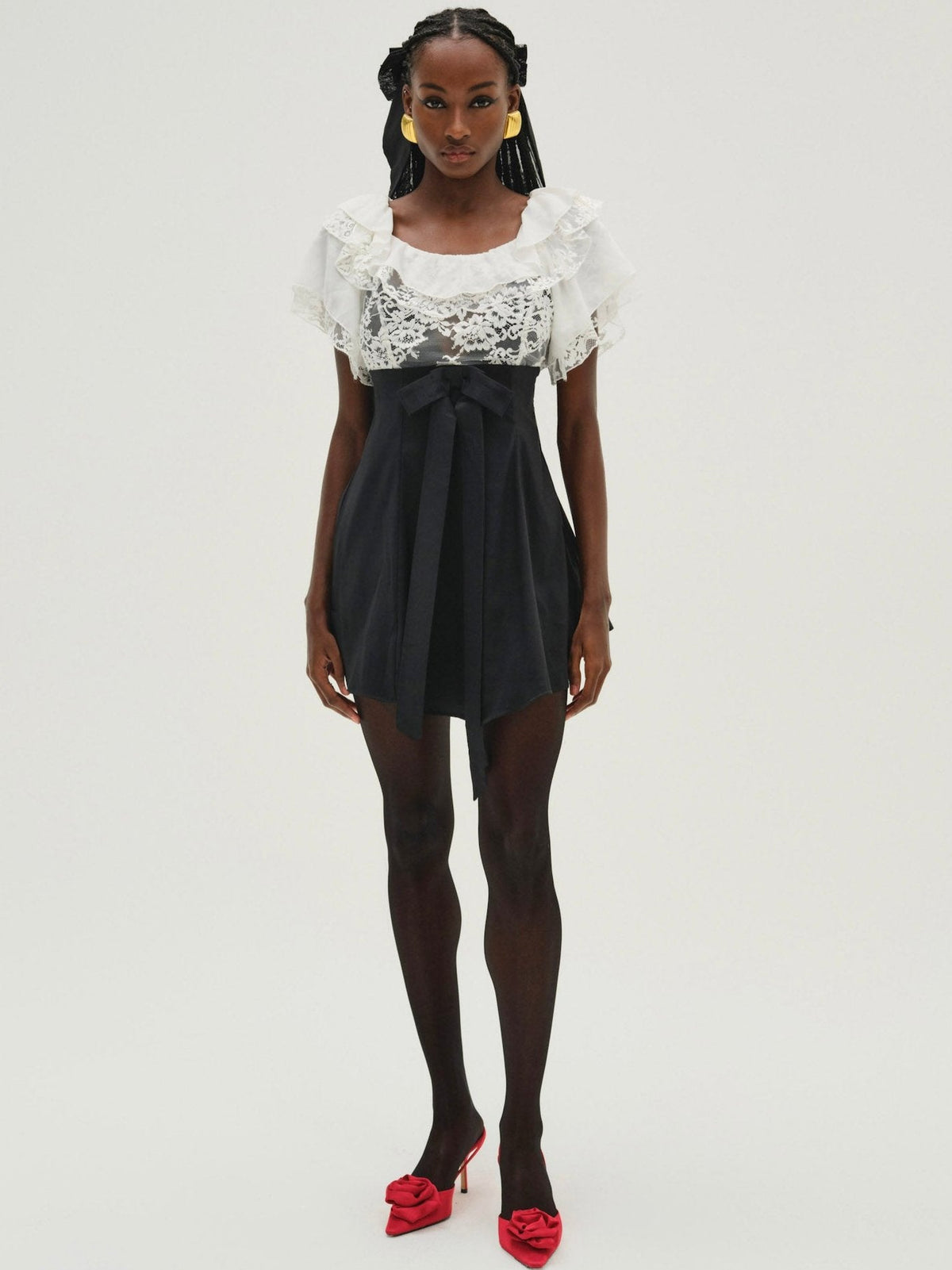 Holiday Lace Mini Dress - White