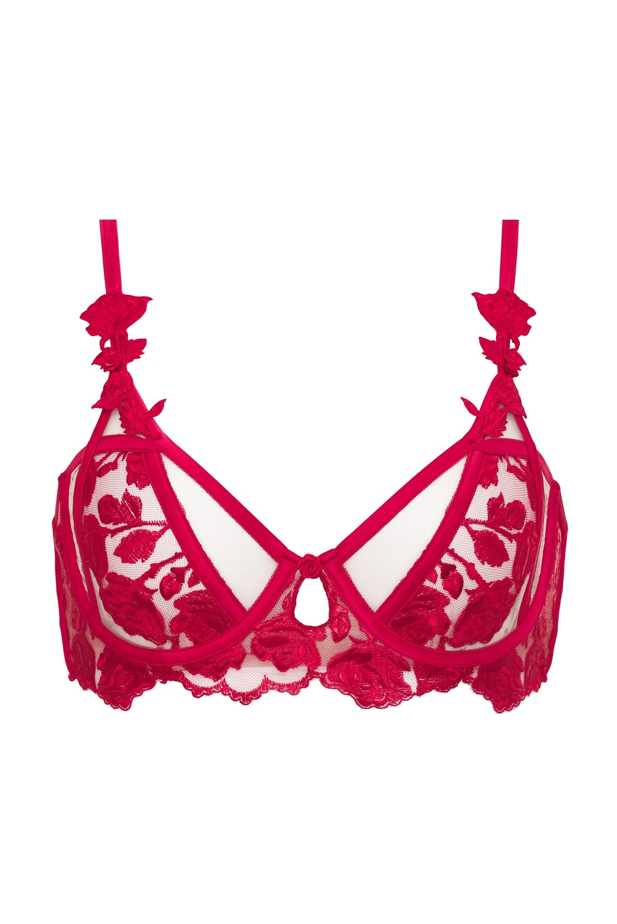 Romantic Roses Underwire Bra - Red