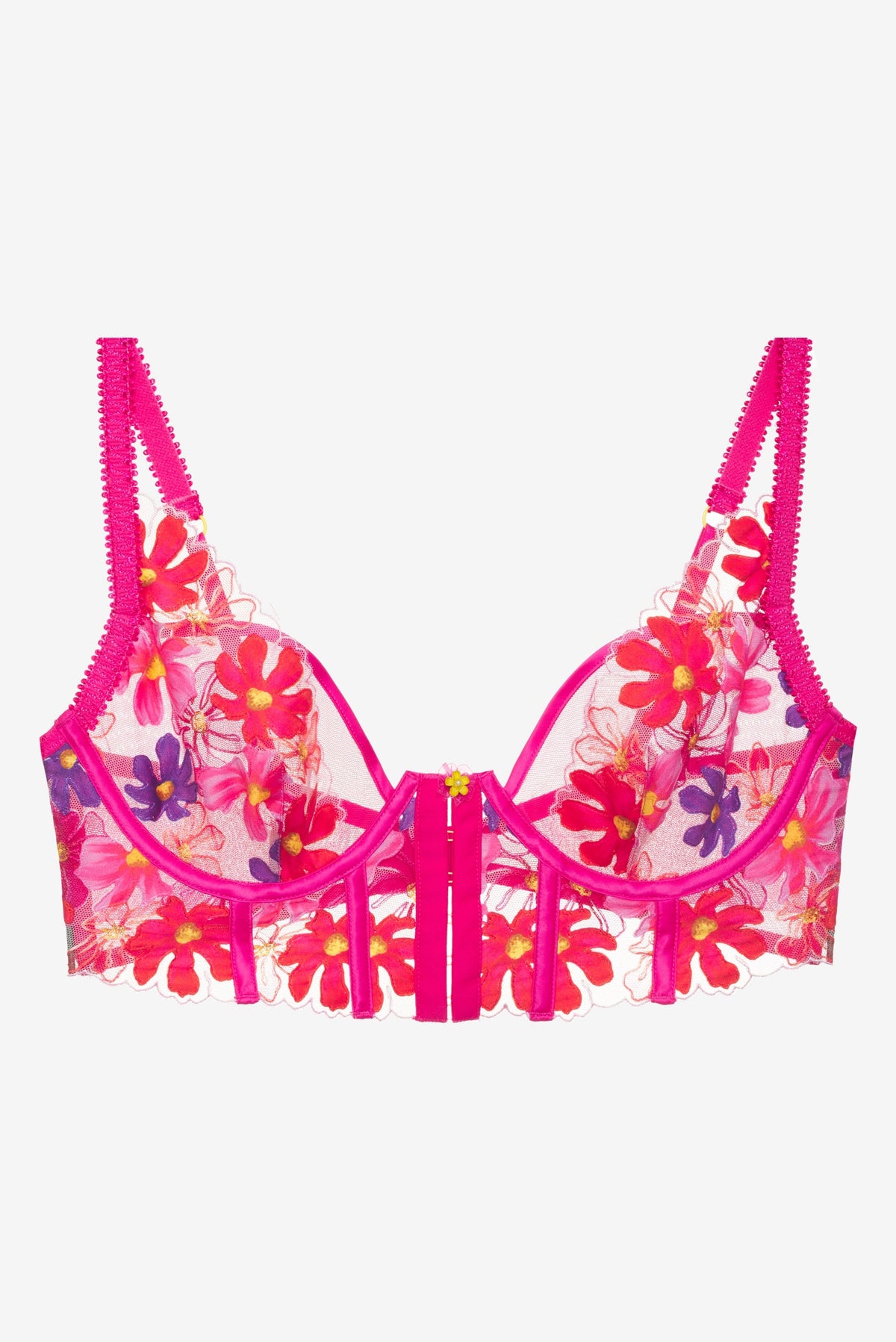 Anemone Floral Underwire Bra - Pink