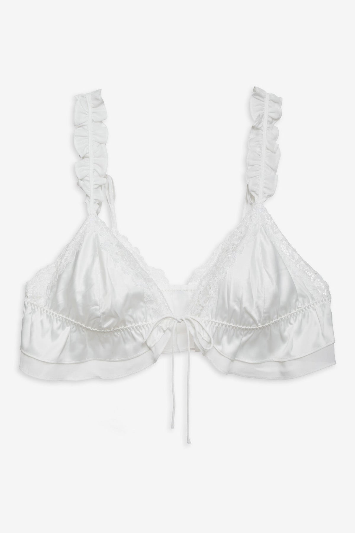 Butterfly Lace Ruffle Bralette - White