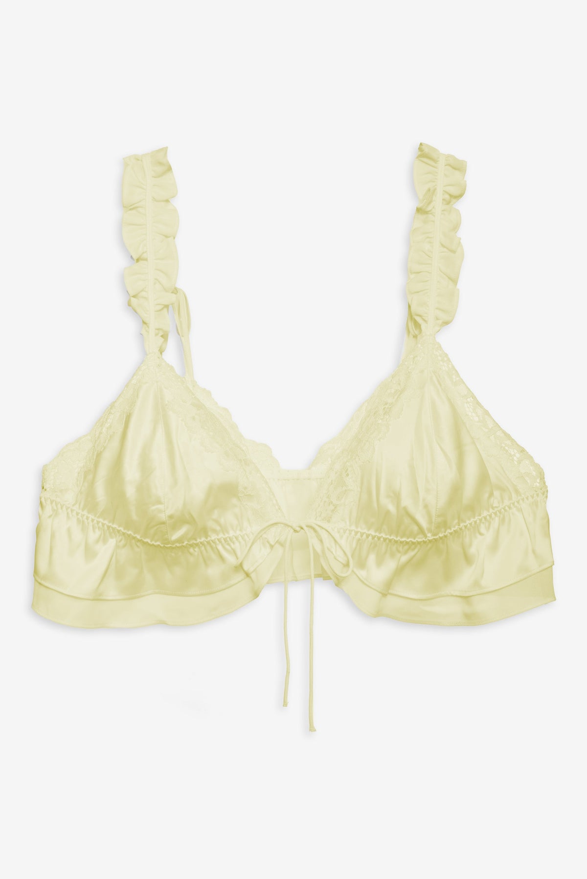 Butterfly Lace Ruffle Bralette - Yellow