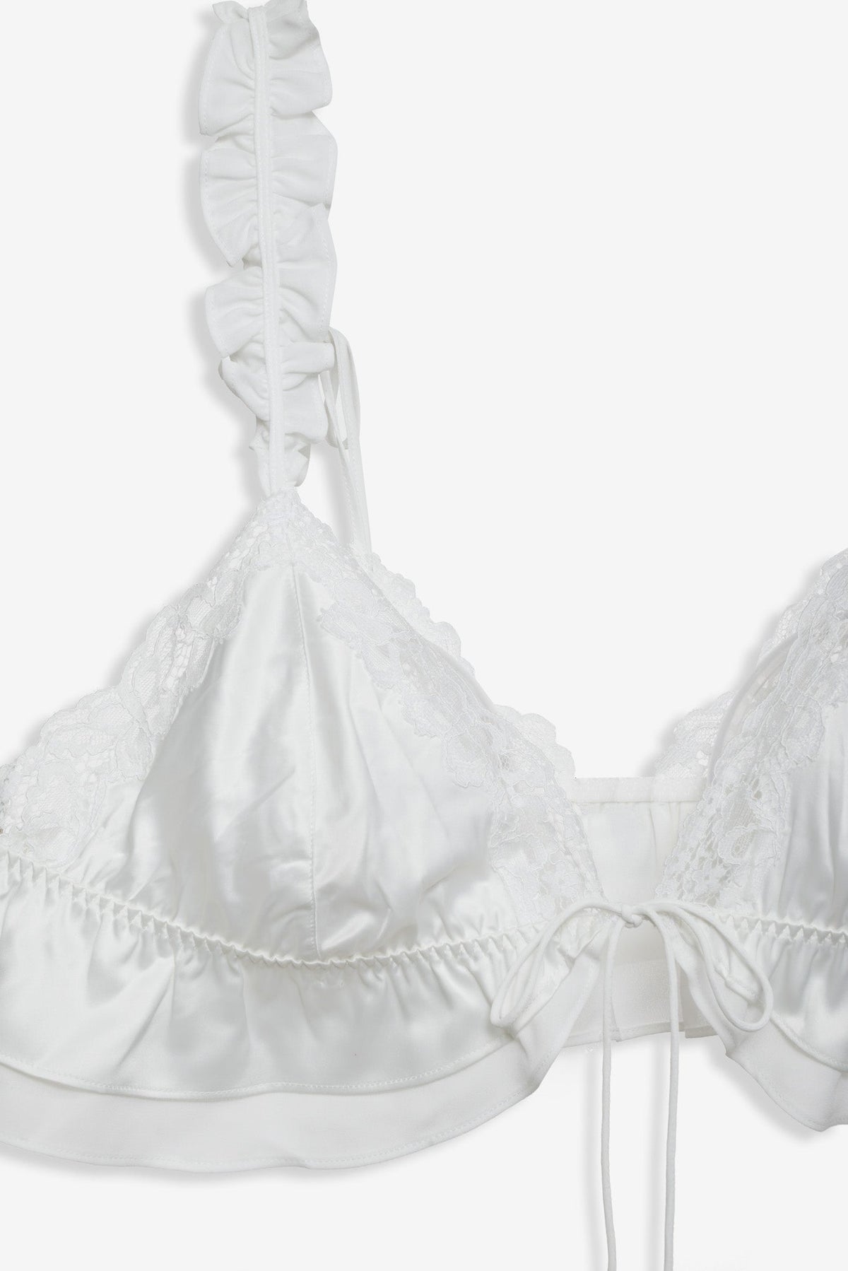 Butterfly Lace Ruffle Bralette - White