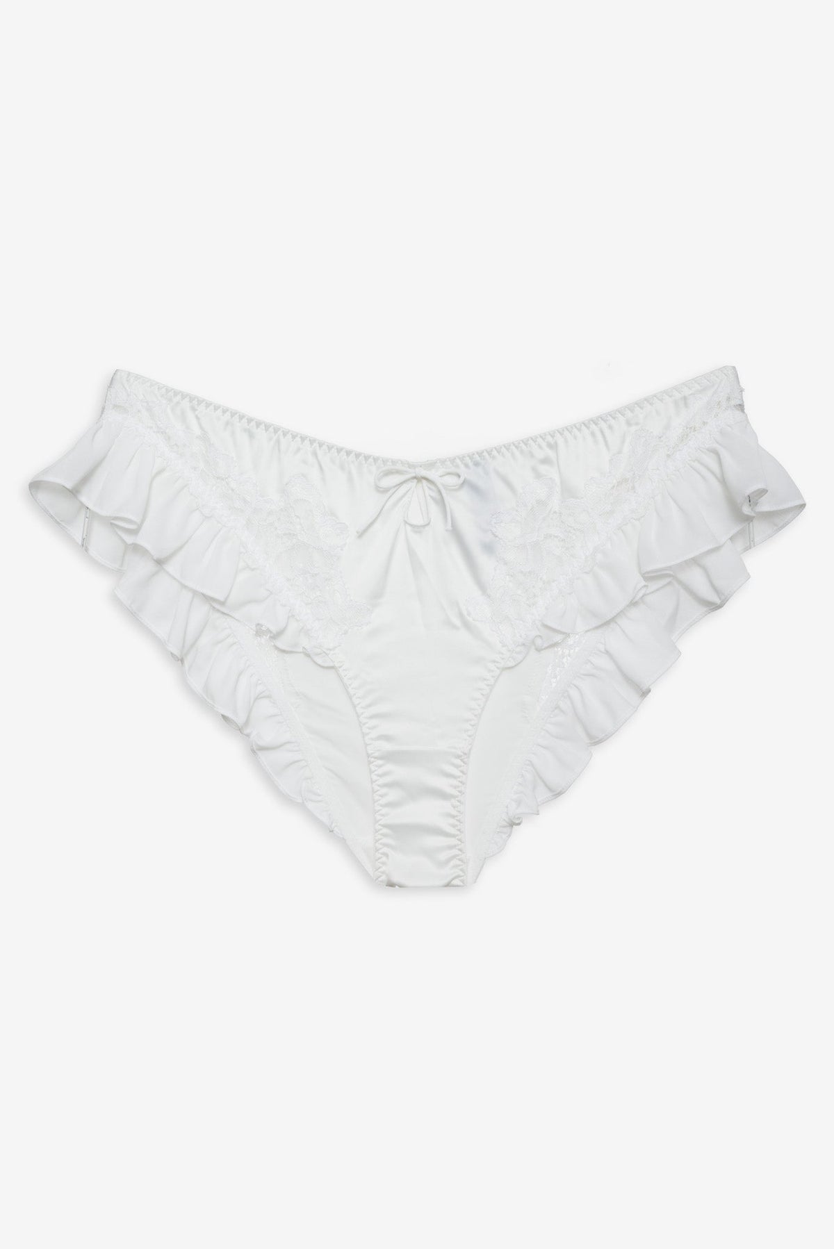 Butterfly Lace Ruffle Cheeky Panty - White