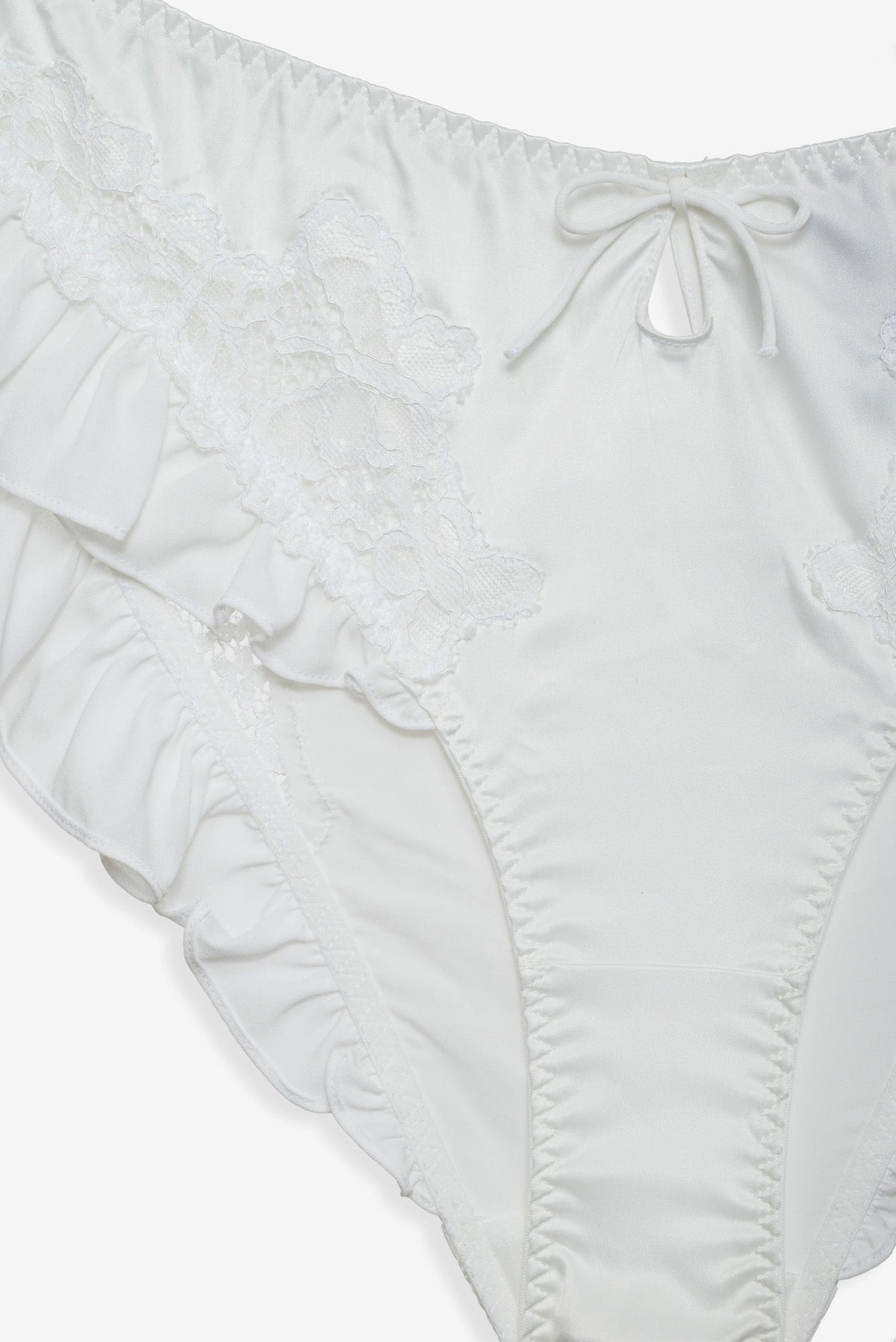Butterfly Lace Ruffle Cheeky Panty - White