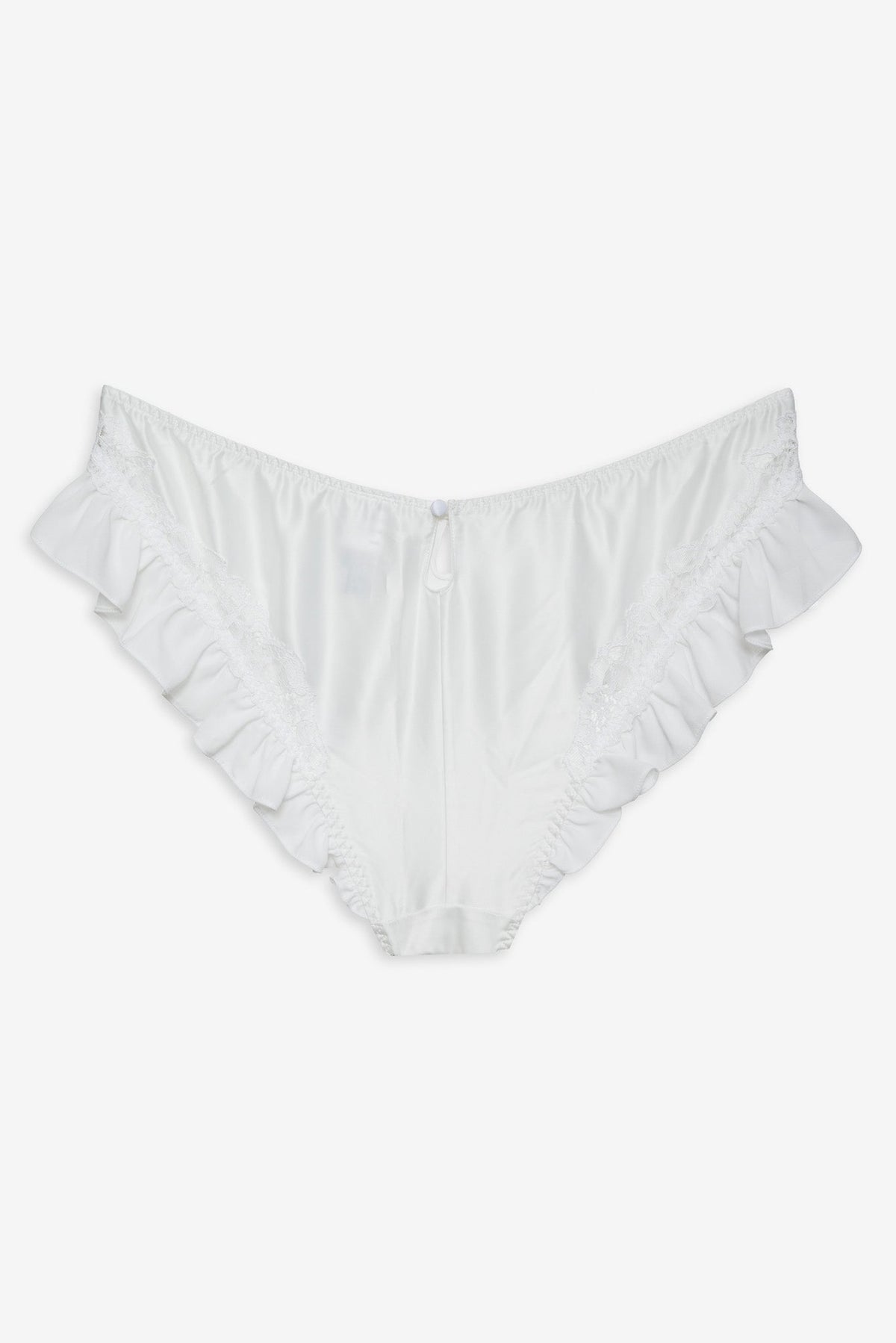 Butterfly Lace Ruffle Cheeky Panty - White