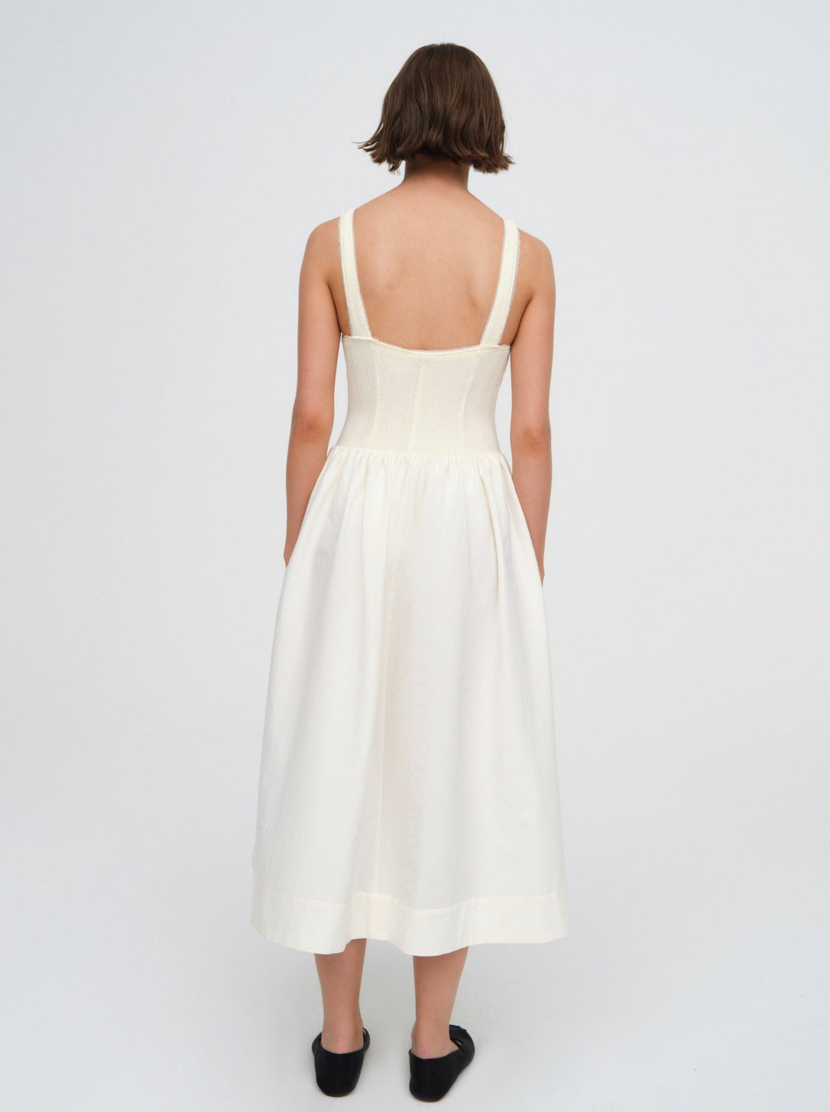 Billie Pointelle Midi Dress - Cream