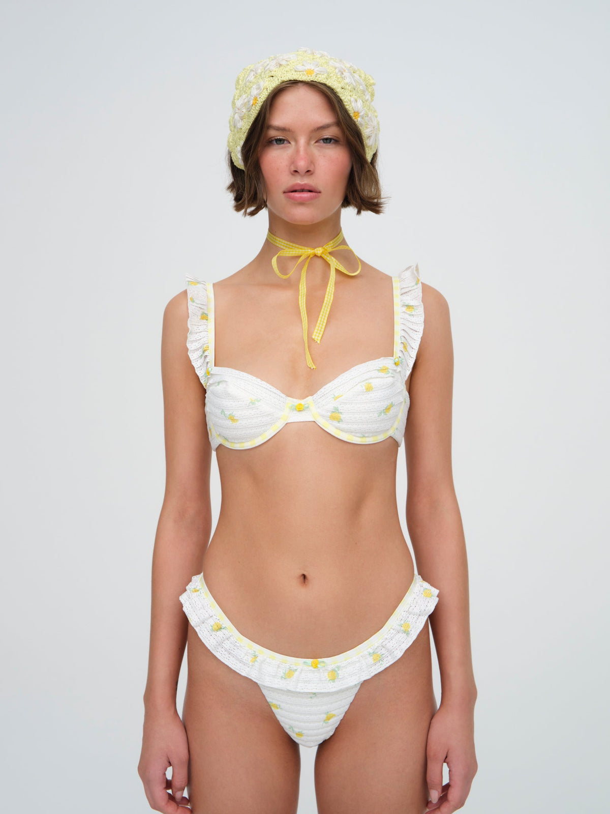 Lilia Ruffle Bikini Bottom - White