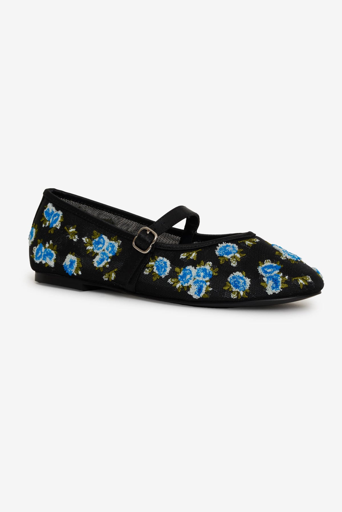 Evelyne Embroidered Ballet Flat - Black