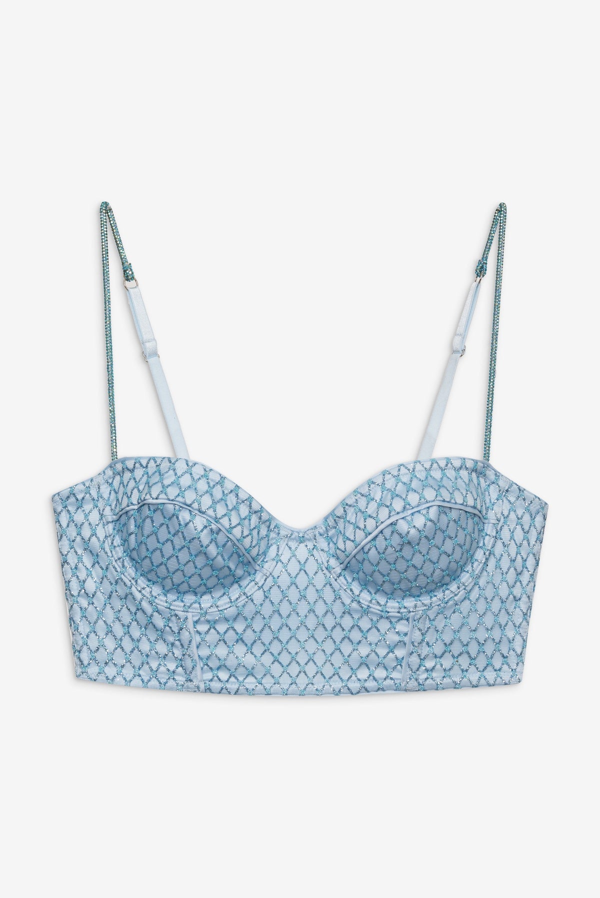 Glitter Grid Bustier Top - Blue