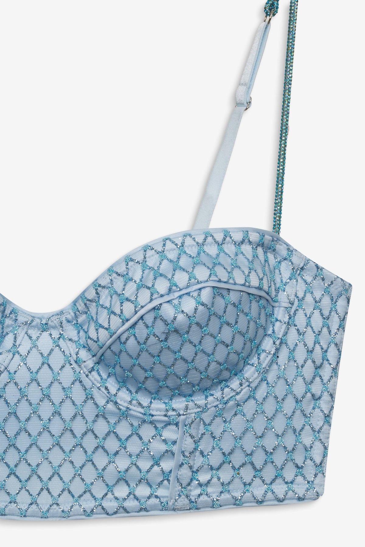 Glitter Grid Bustier Top - Blue