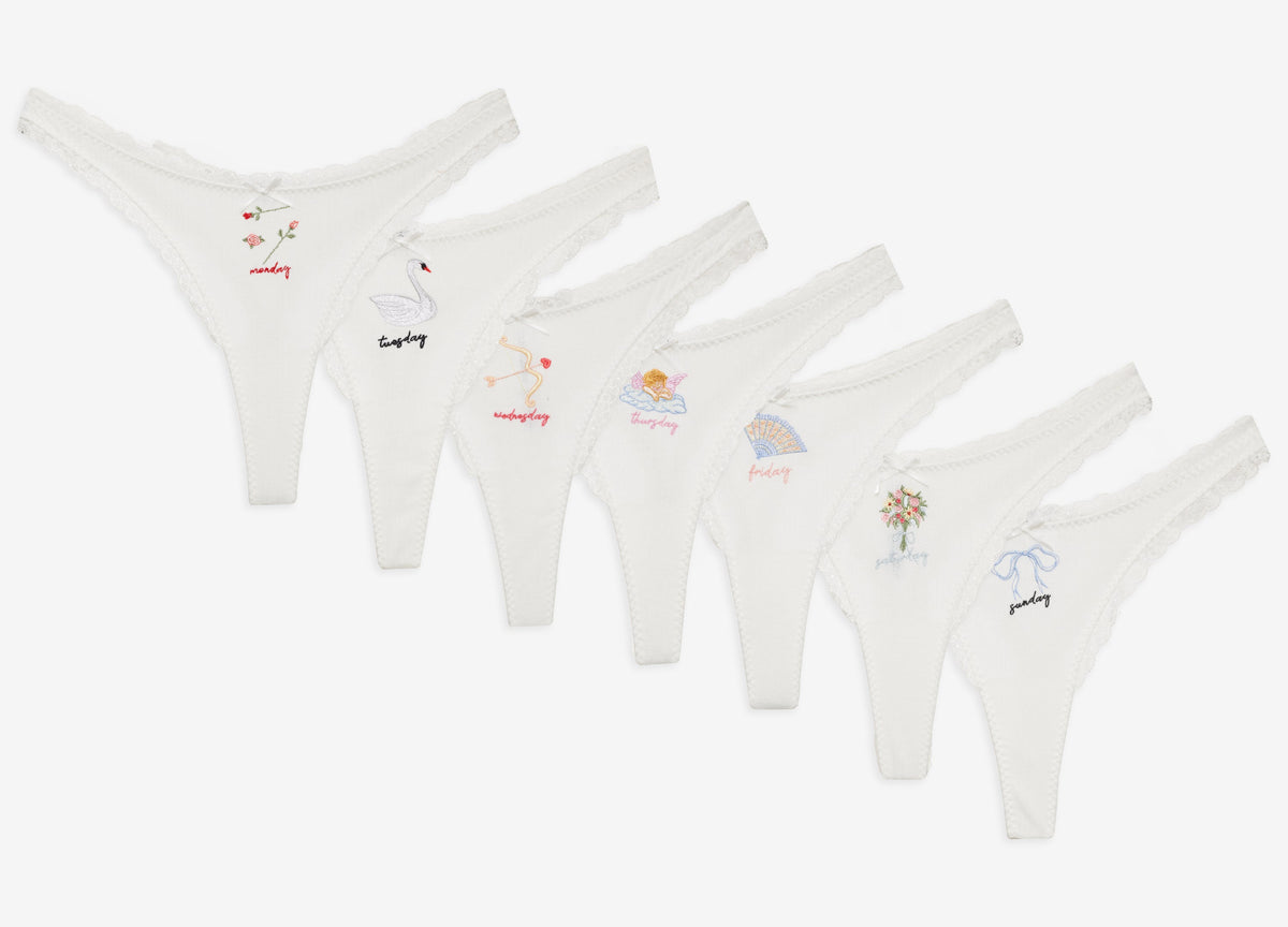 Days of The Week Soiree Panty Pack - White