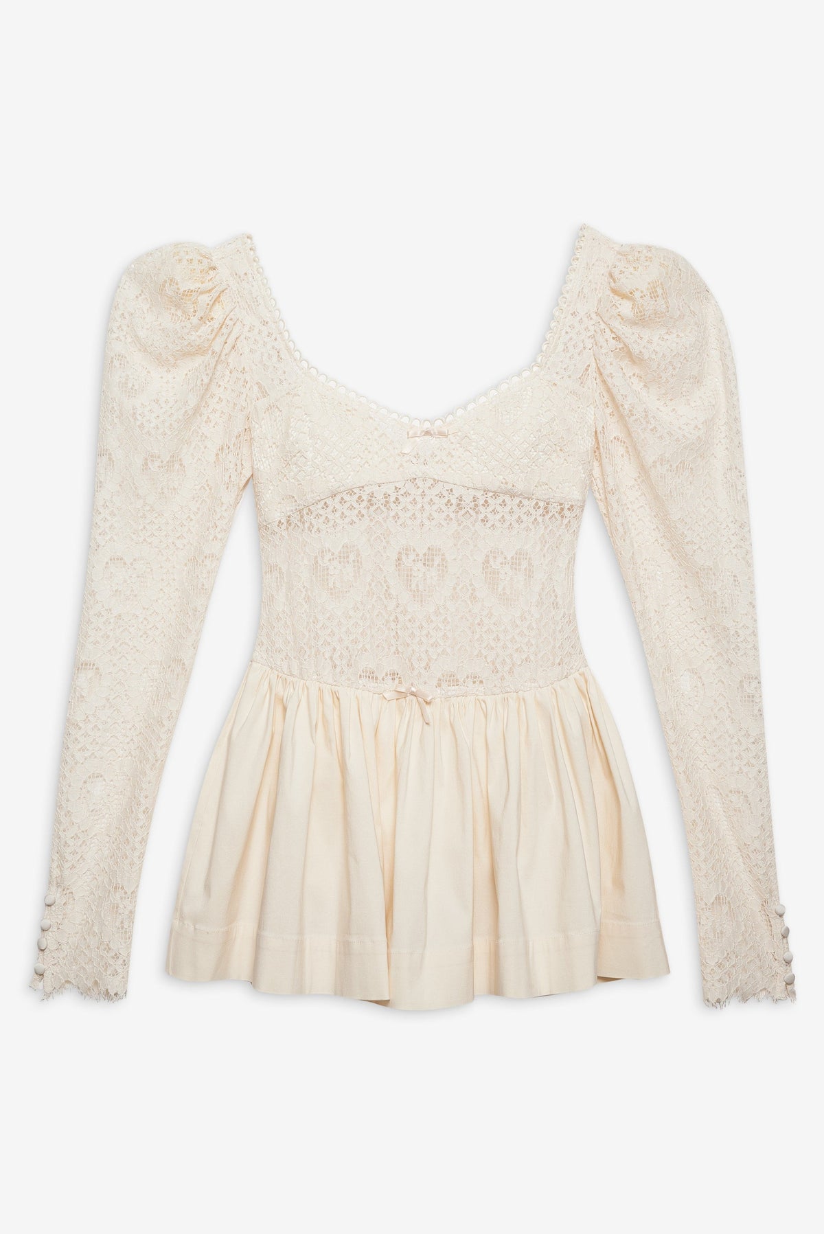 Doily Lace Mini Dress - Cream