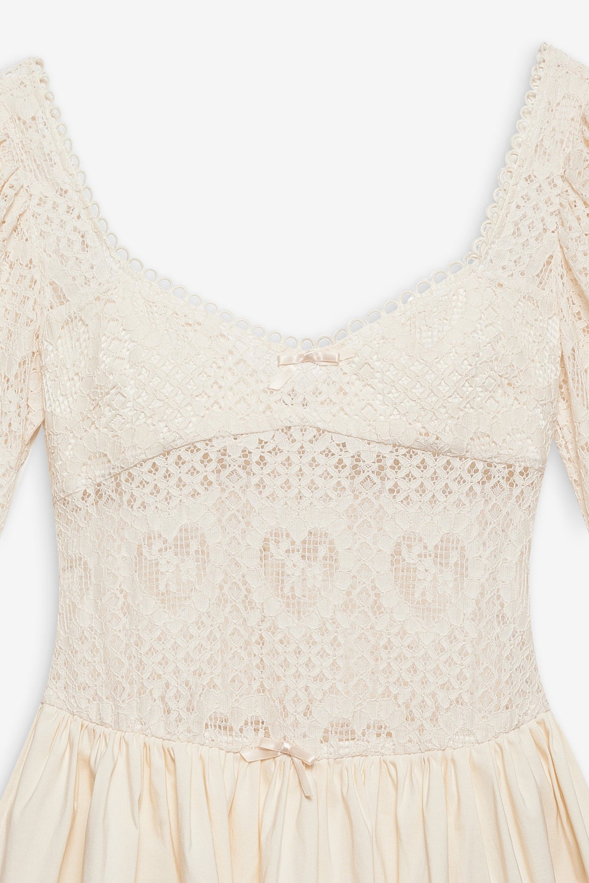 Doily Lace Mini Dress - Cream