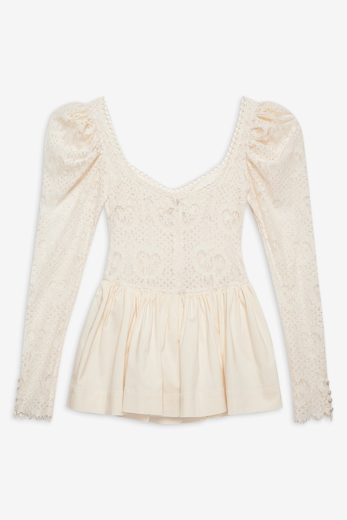 Doily Lace Mini Dress - Cream