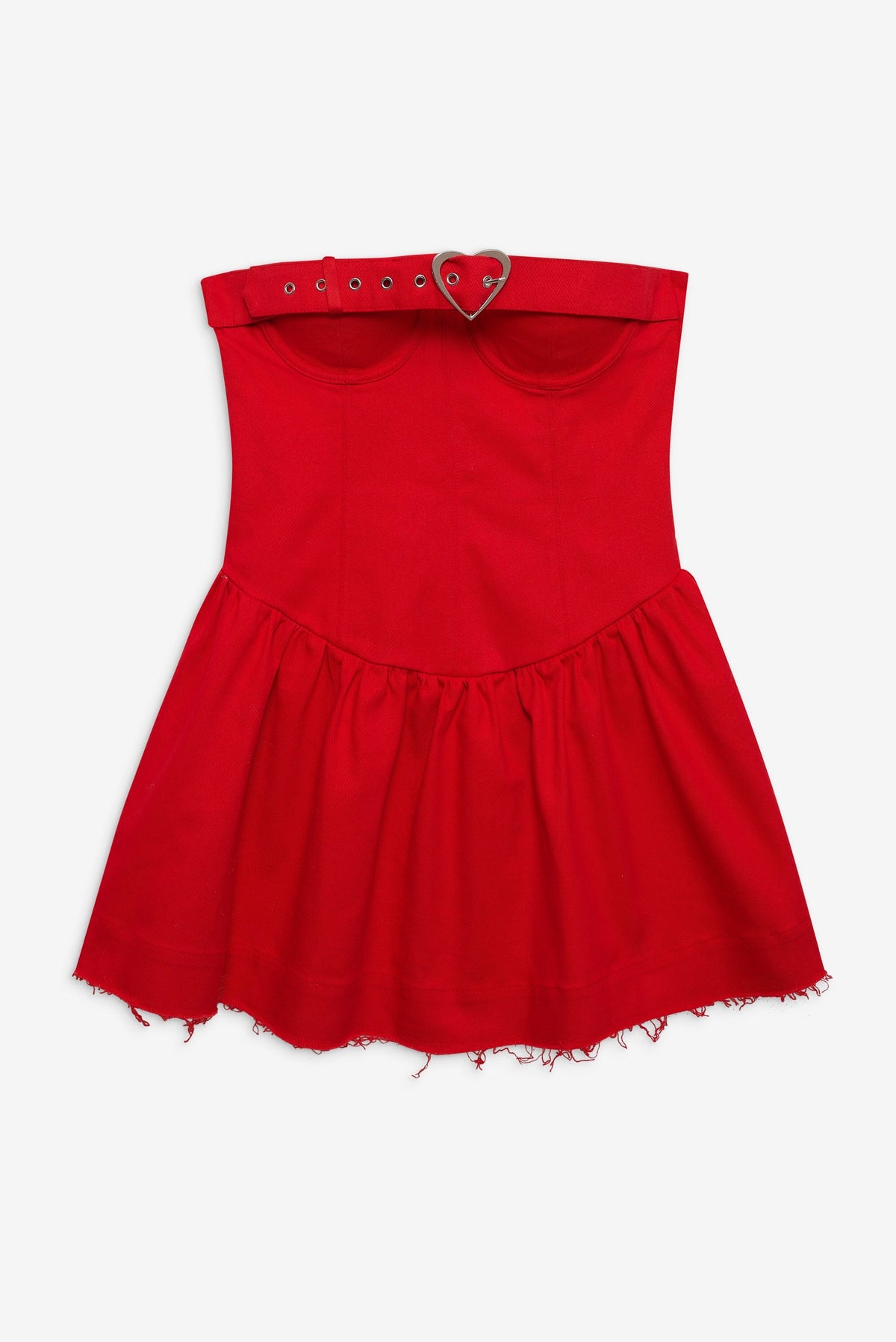 Lipstick Denim Mini Dress - Red