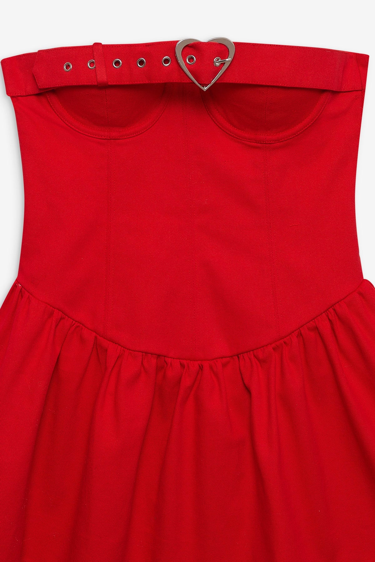 Lipstick Denim Mini Dress - Red