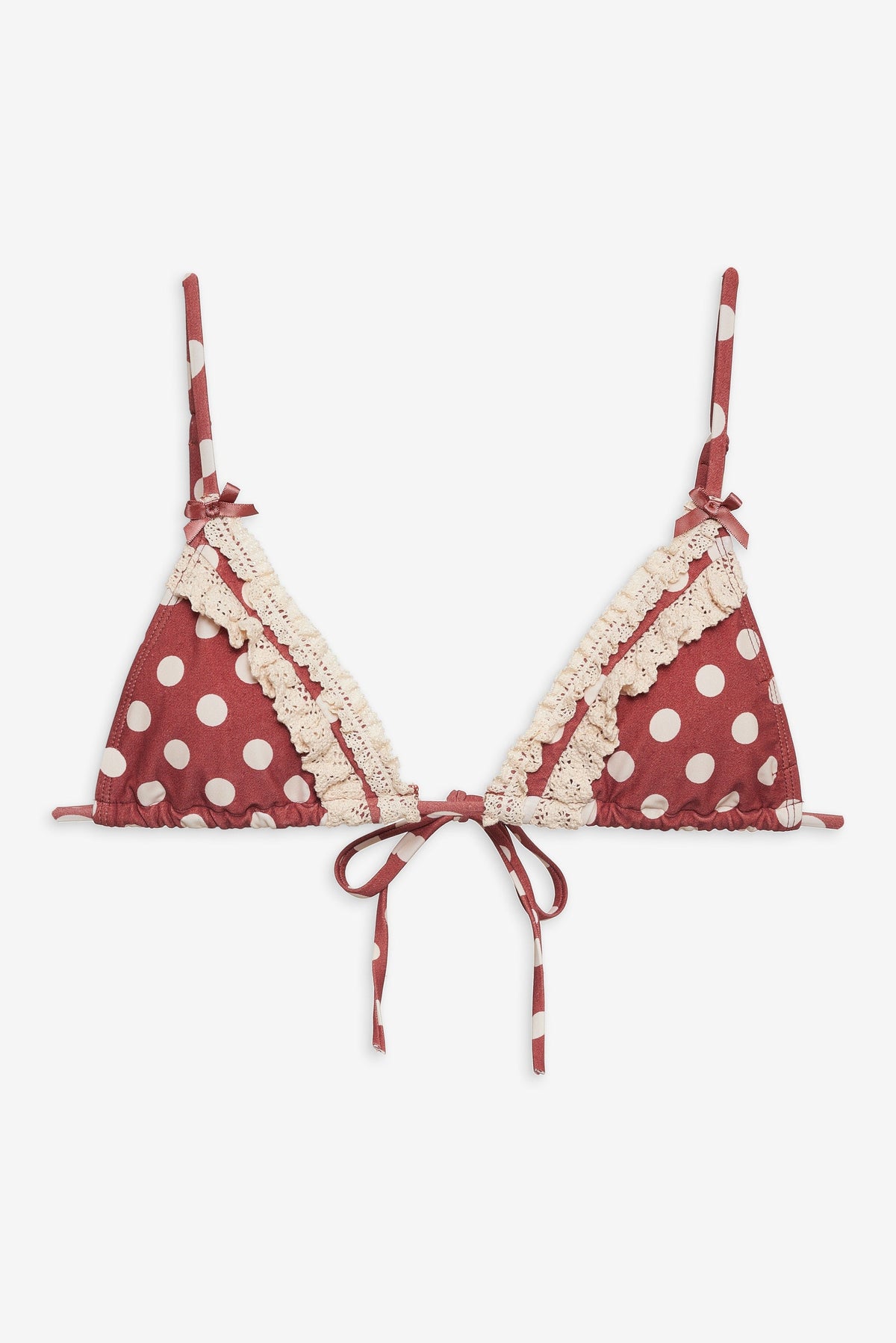 Dolly Dot Triangle Bikini Top - Red