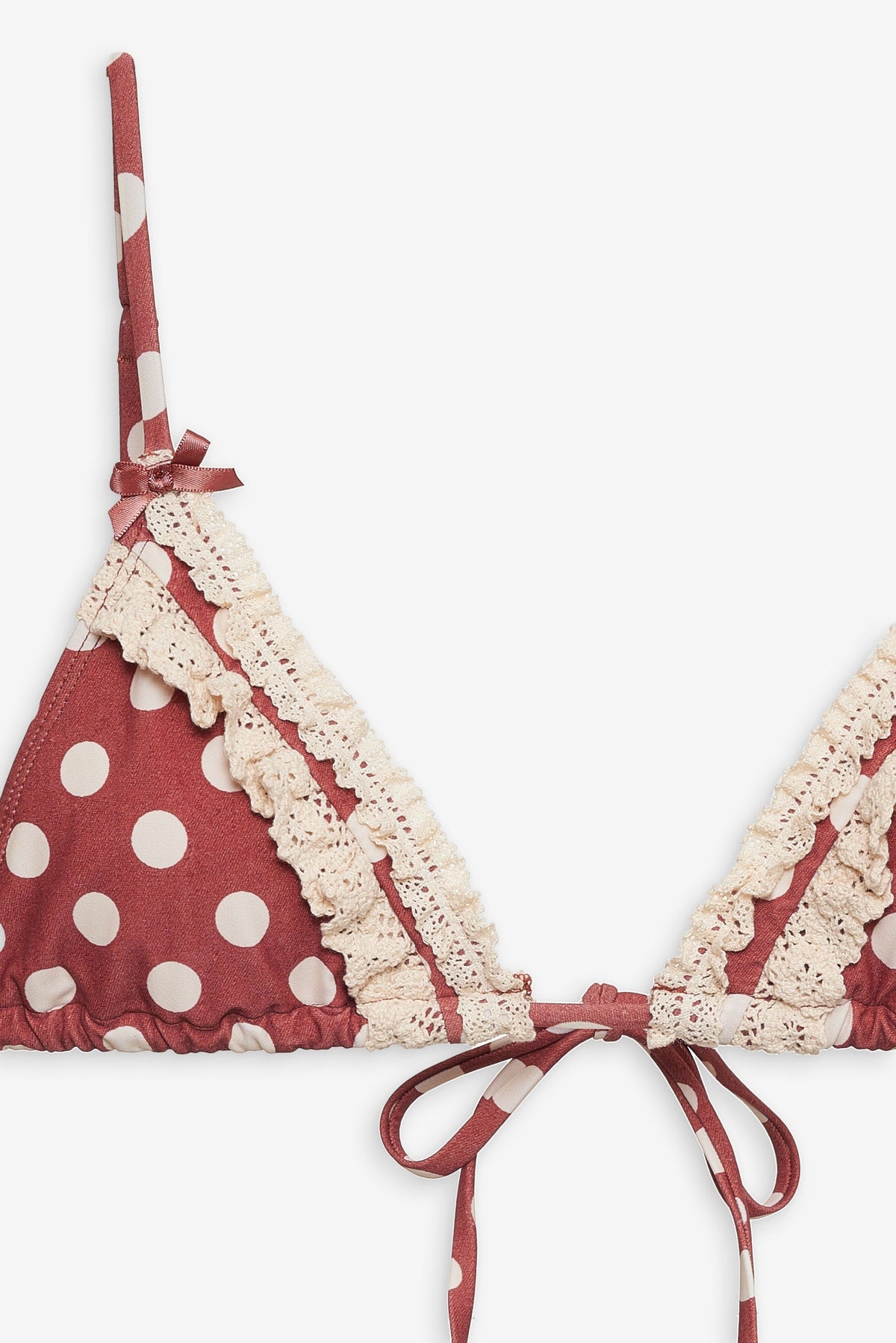 Dolly Dot Triangle Bikini Top - Red