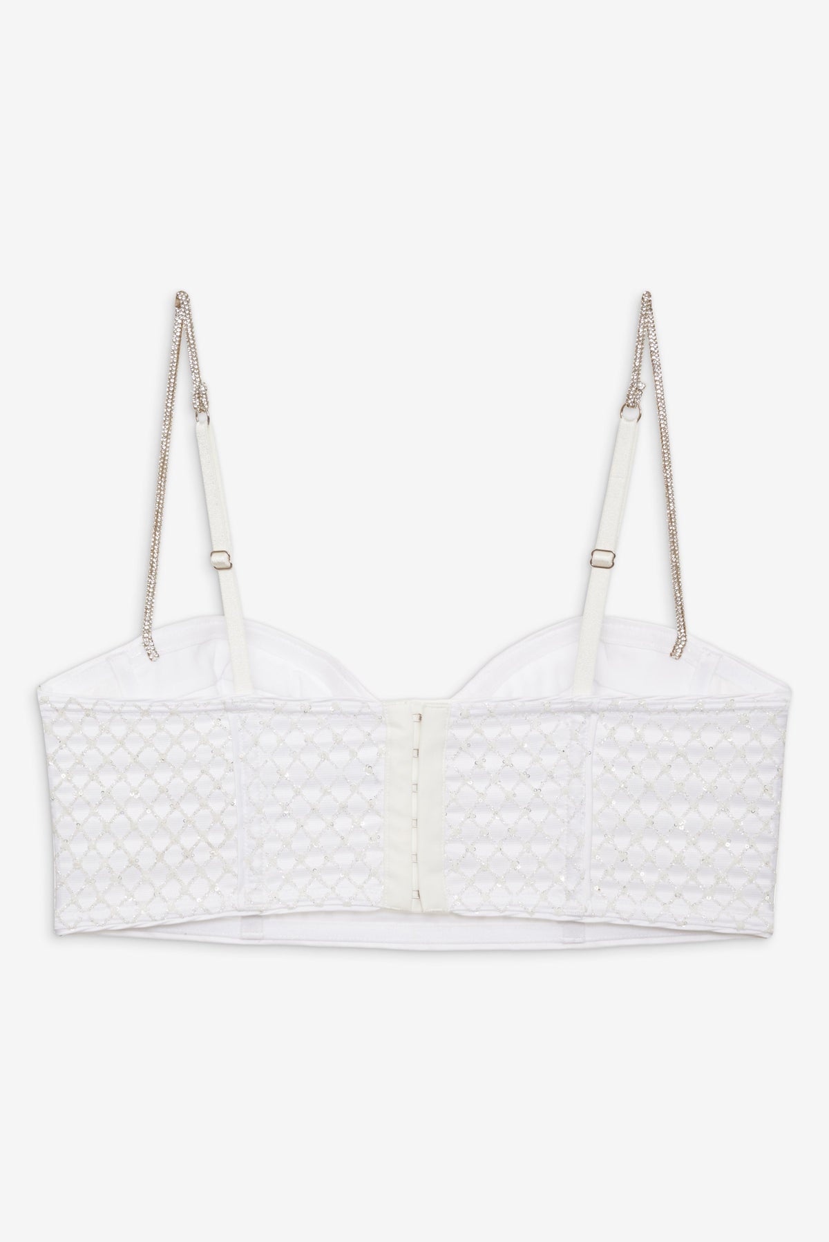 Glitter Grid Bustier Top - White
