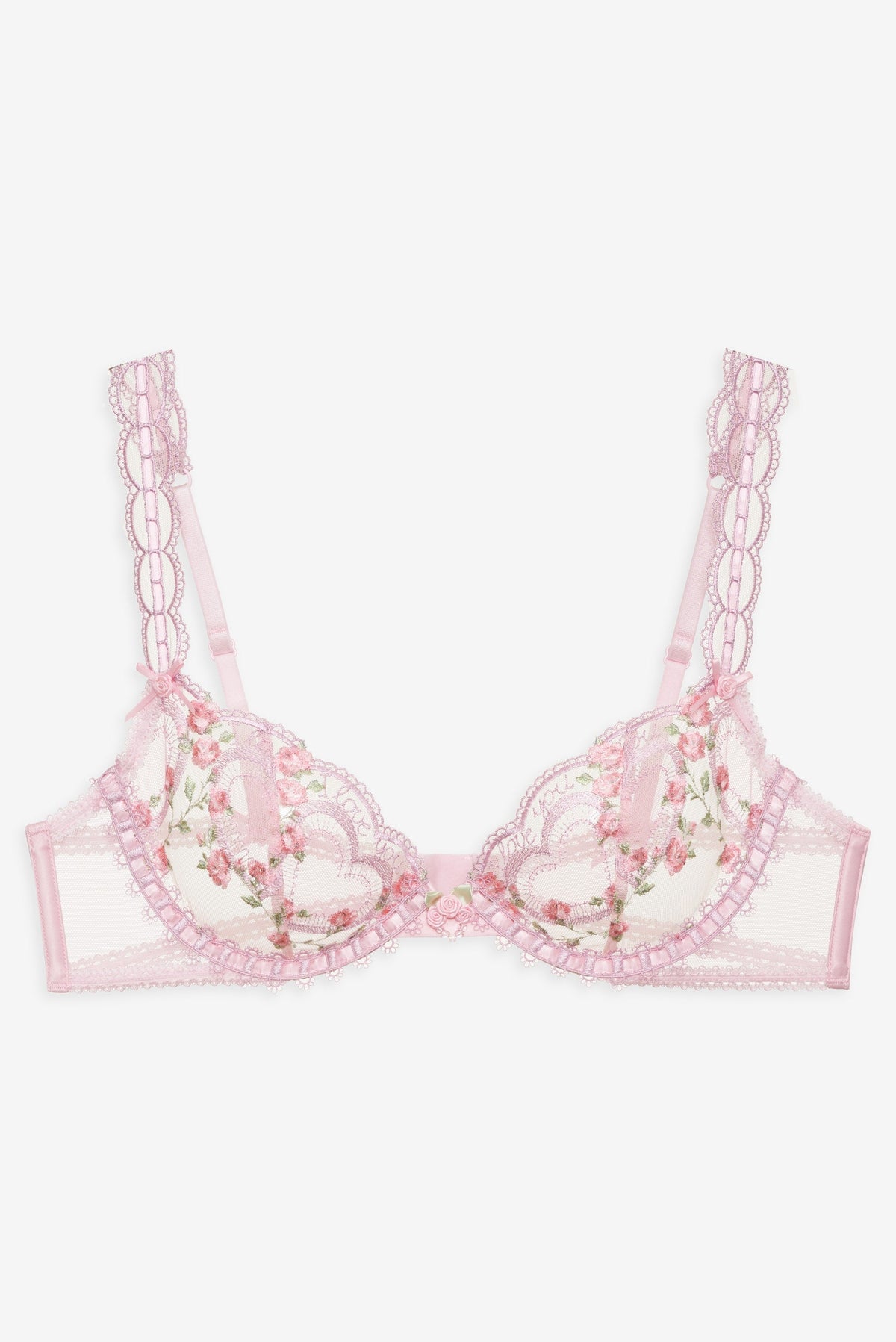 Ily Embroidered Underwire Bra - Pink