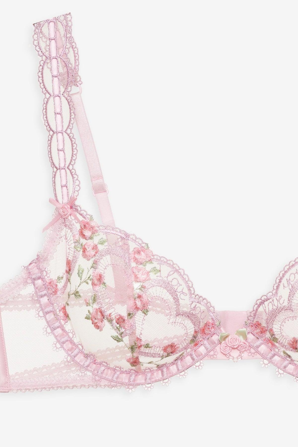 Ily Embroidered Underwire Bra - Pink