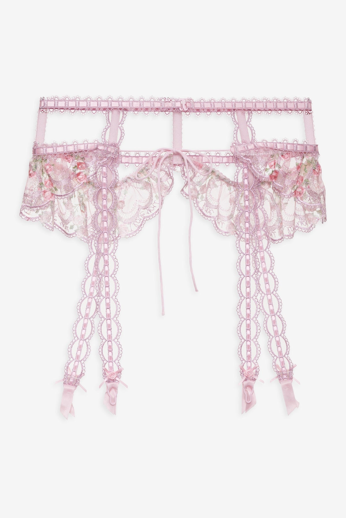 Ily Embroidered Garter Belt - Pink