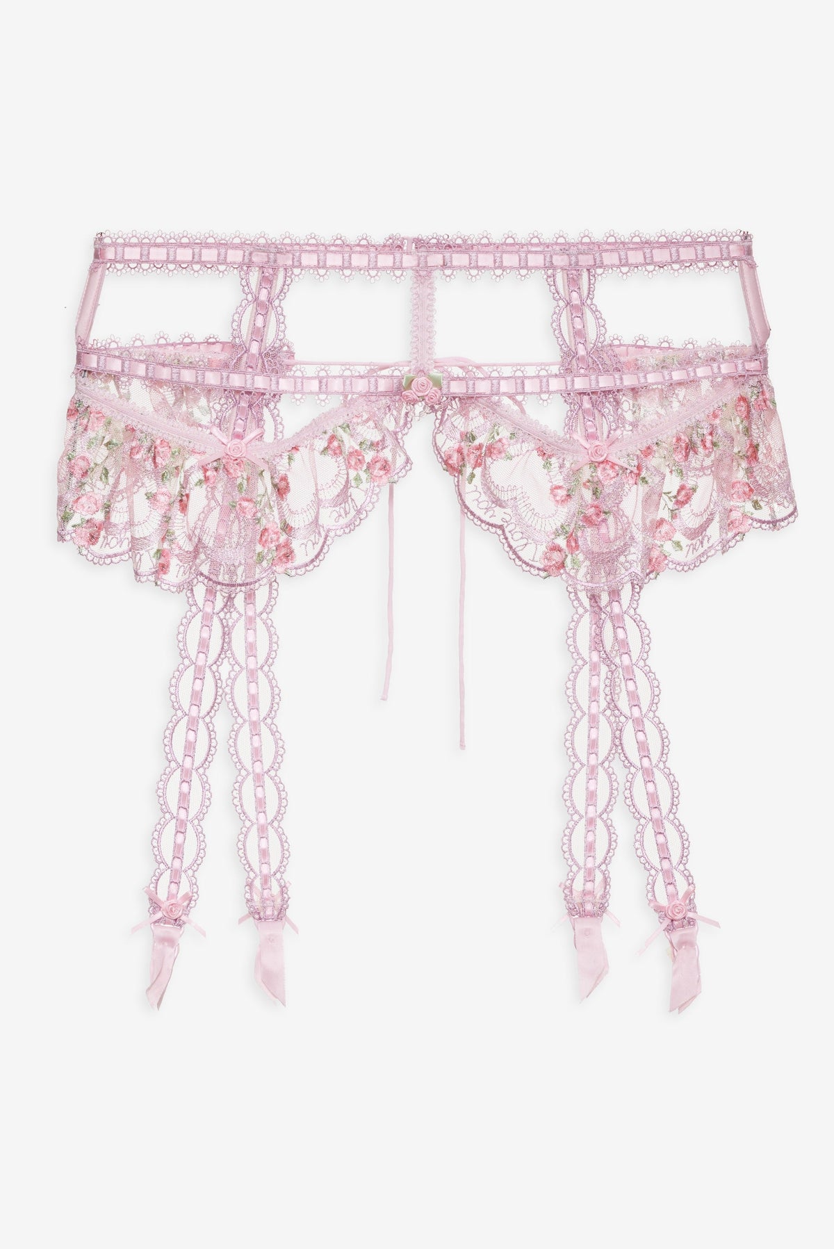 Ily Embroidered Garter Belt - Pink