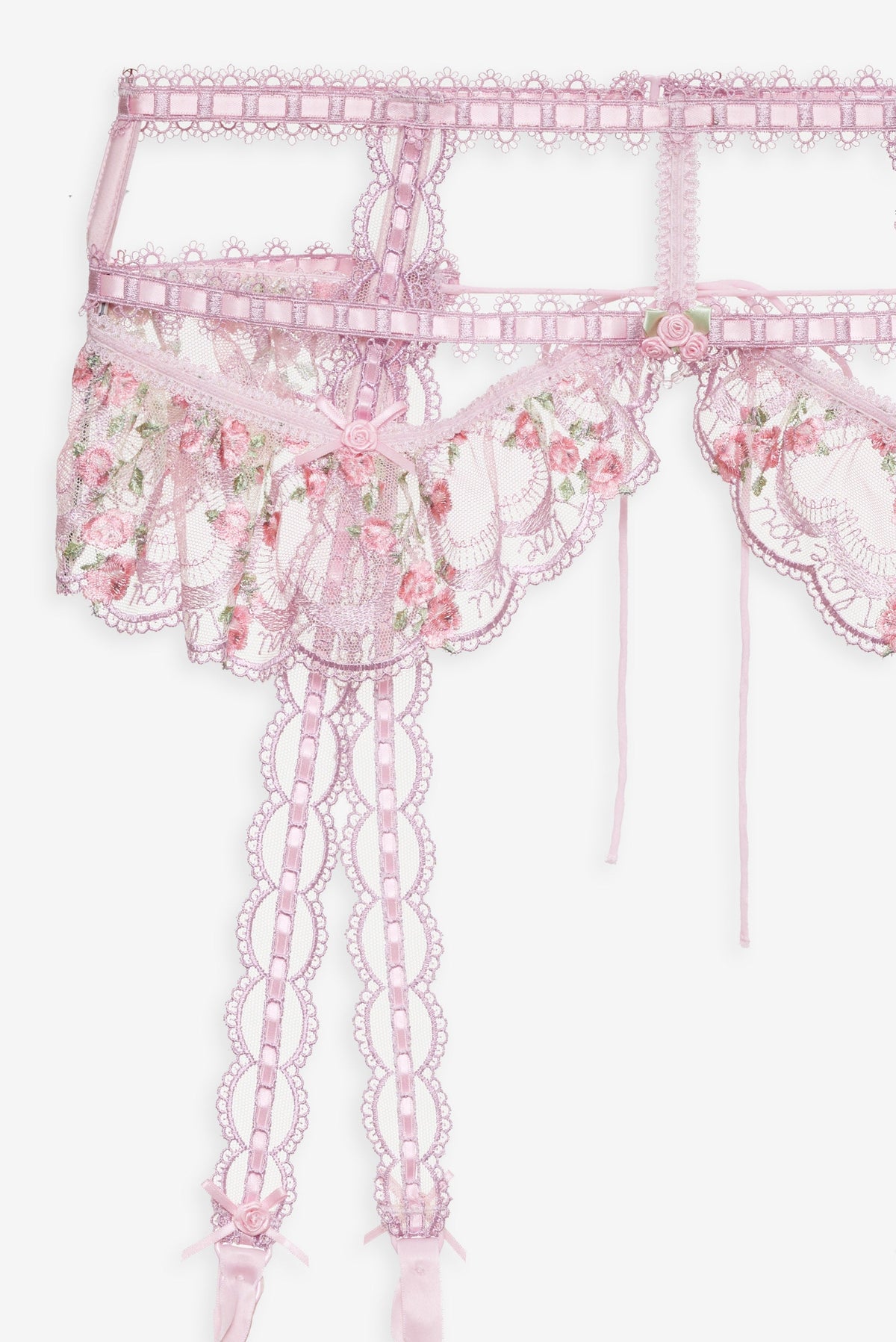 Ily Embroidered Garter Belt - Pink