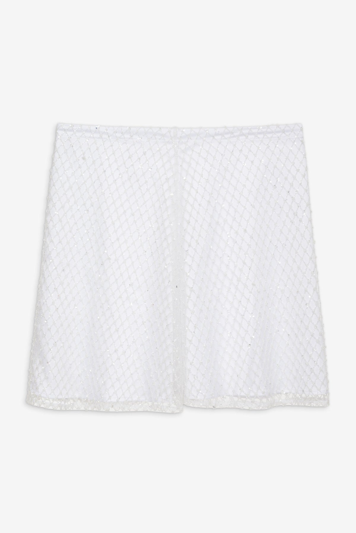 Glitter Grid Mini Skirt - White