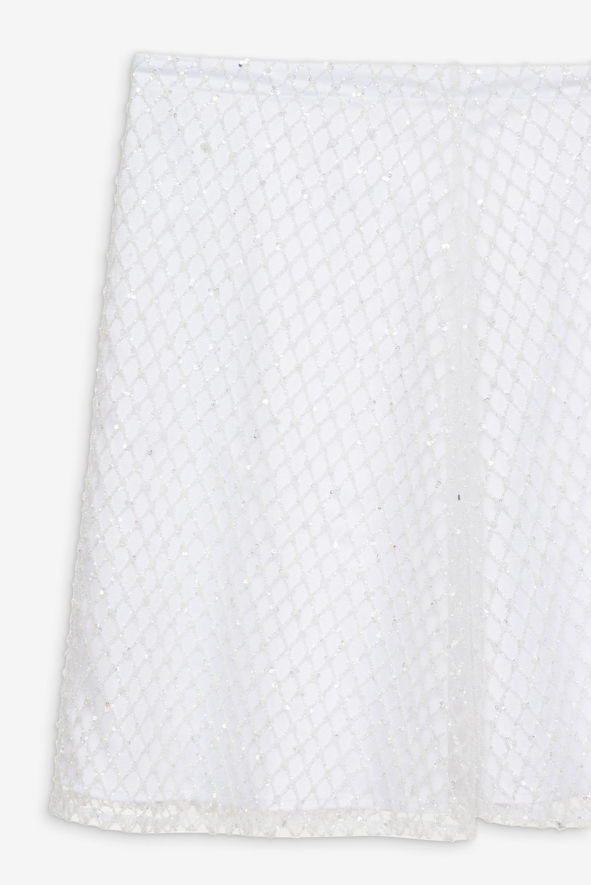 Glitter Grid Mini Skirt - White