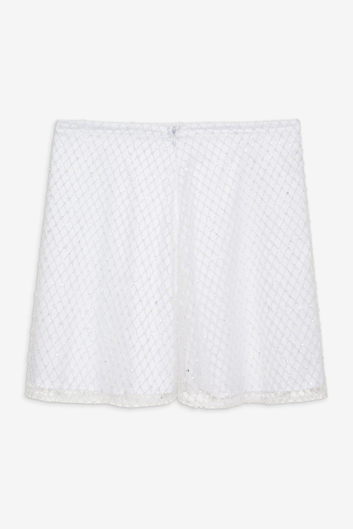 Glitter Grid Mini Skirt - White