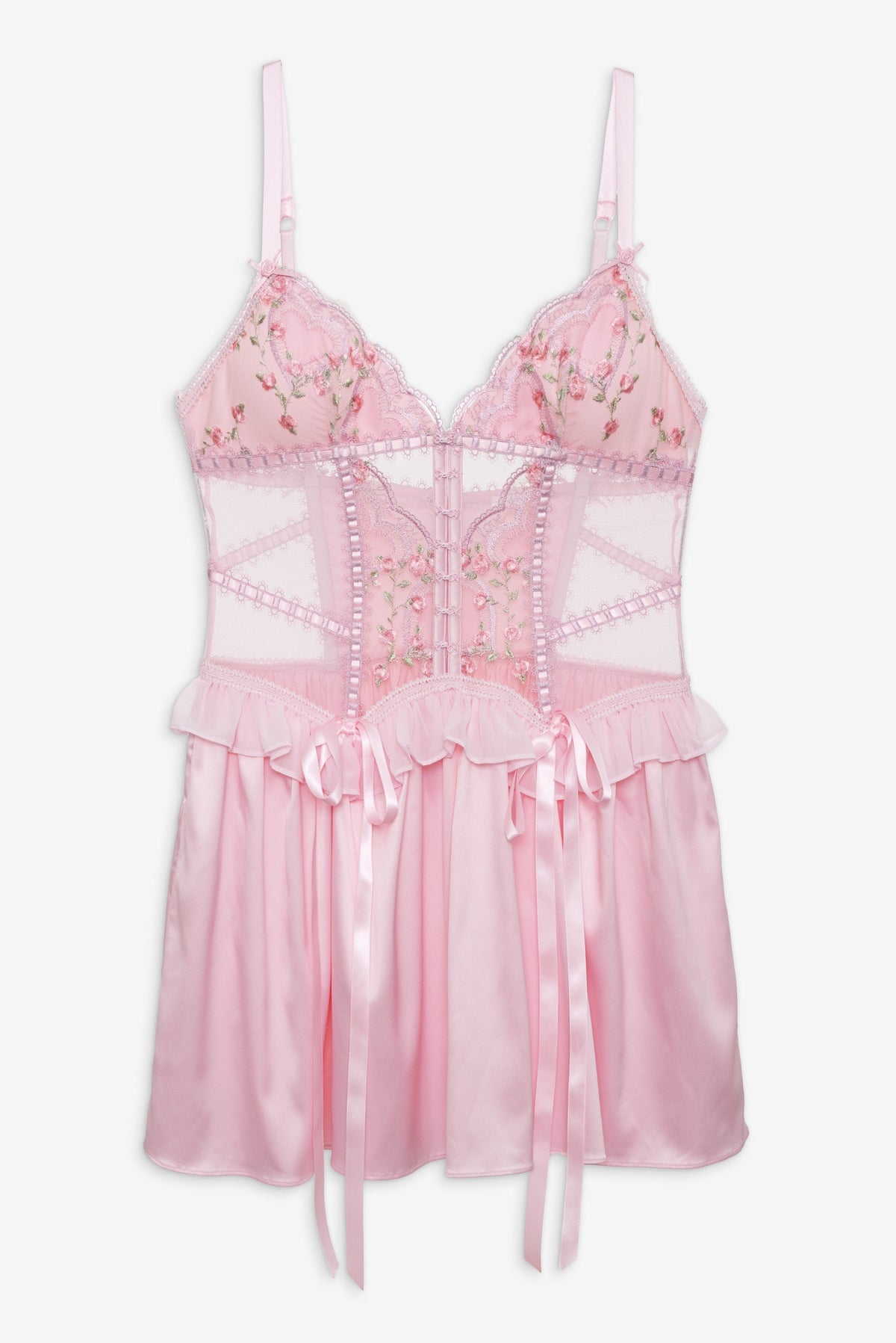 Ily Embroidered Slip Dress - Pink