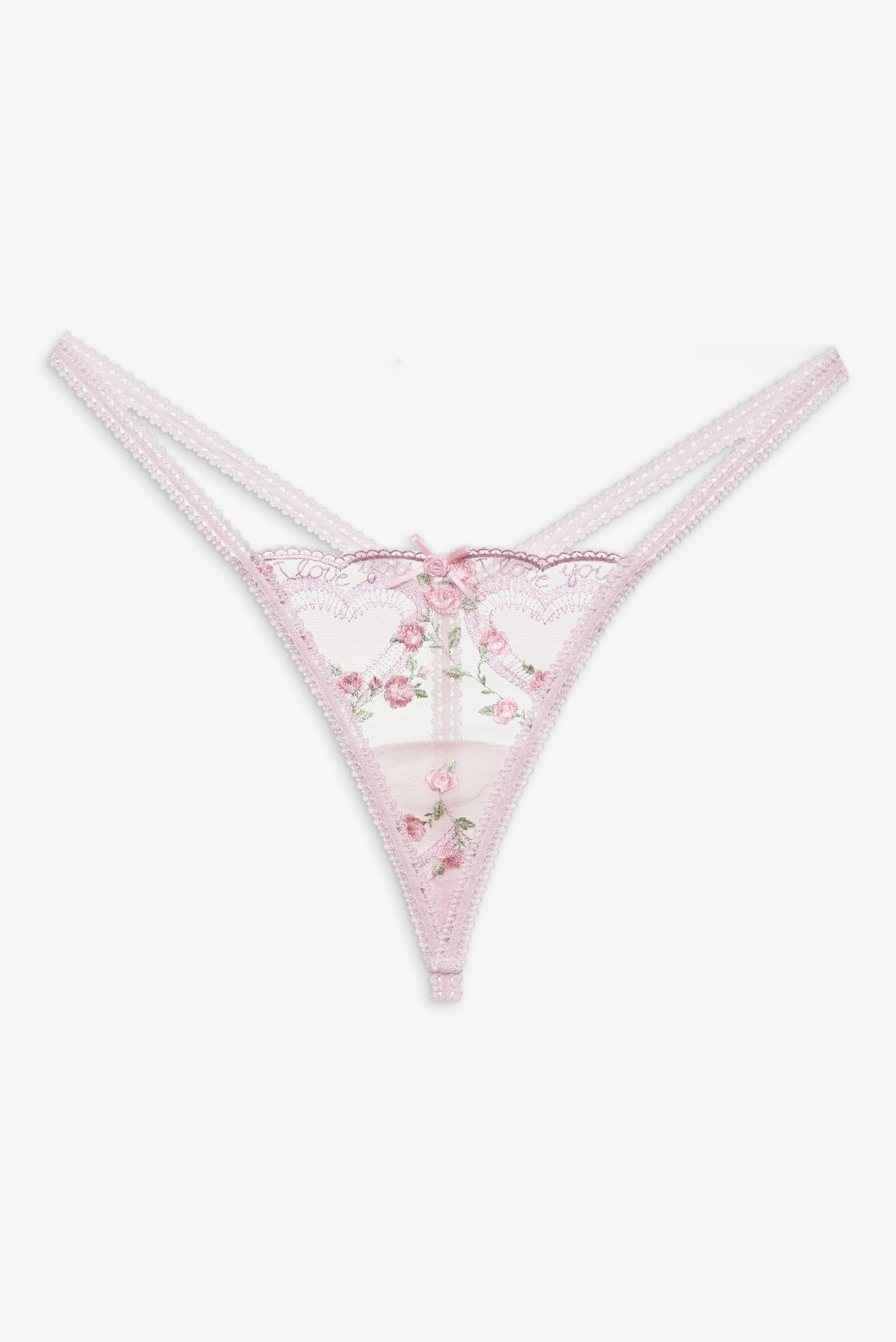 Ily Embroidered Thong Panty - Pink