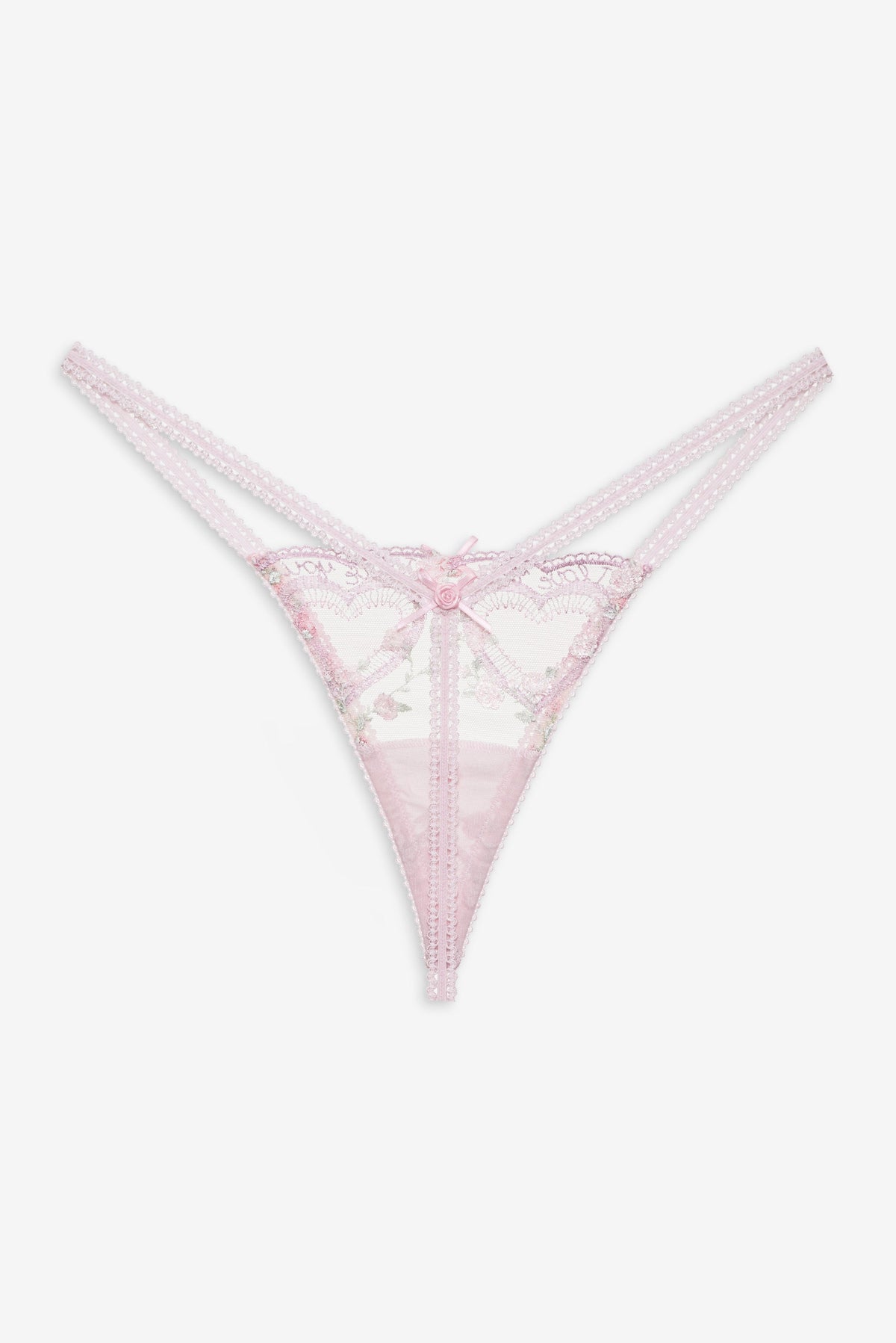 Ily Embroidered Thong Panty - Pink