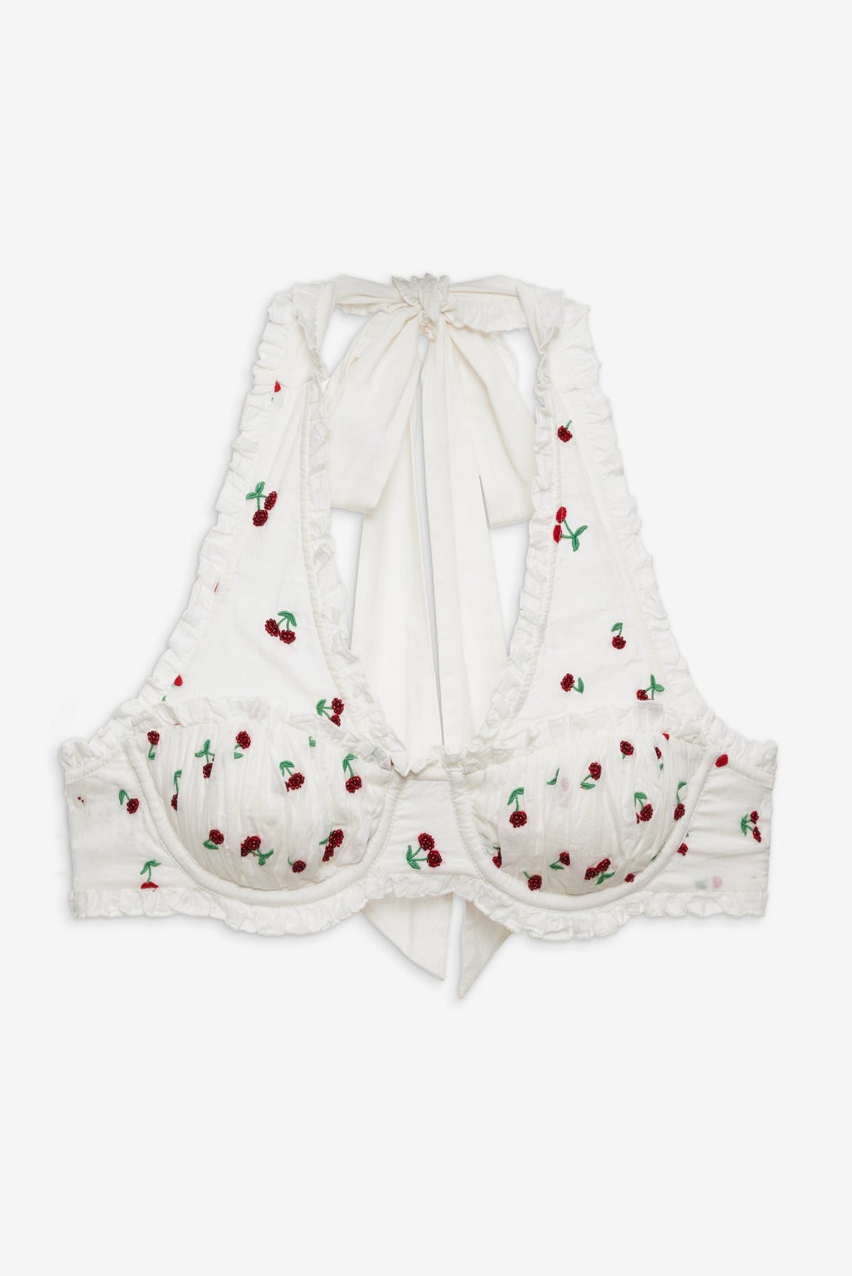 Beaded Cherries Underwire Bra - Red