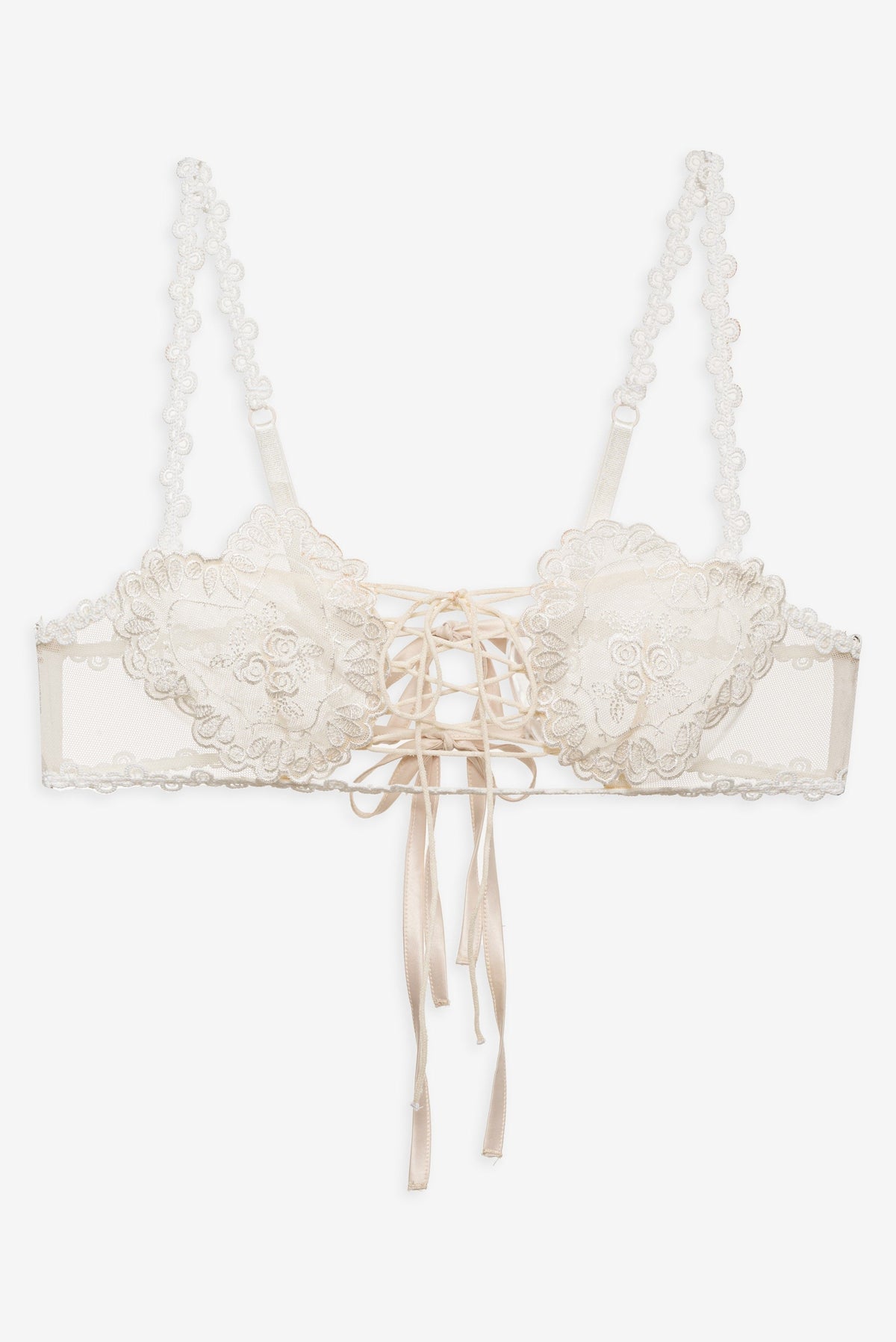 Vintage Embroidery Bra - White