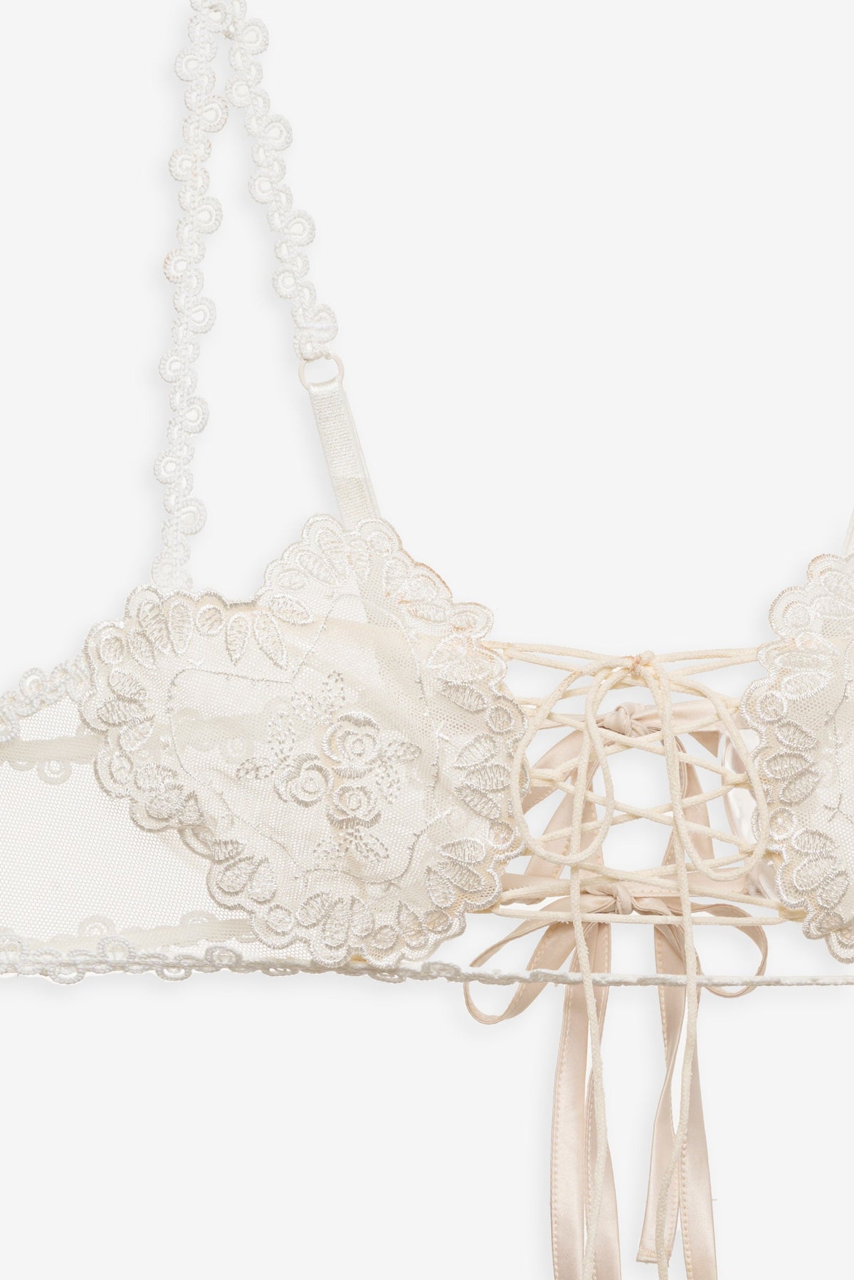 Vintage Embroidery Bra - White