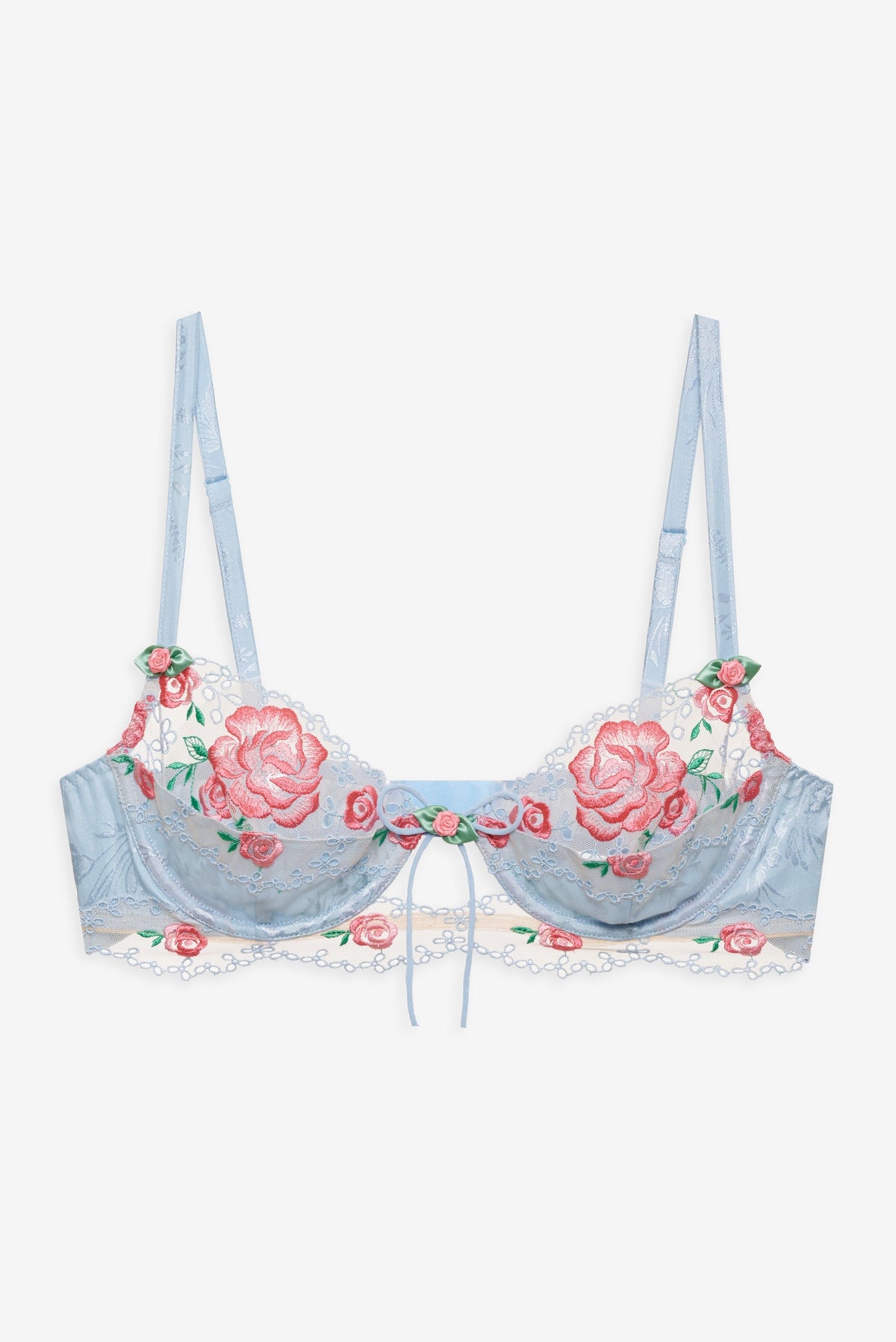 Vintage Rose Eyelet Bra - Blue