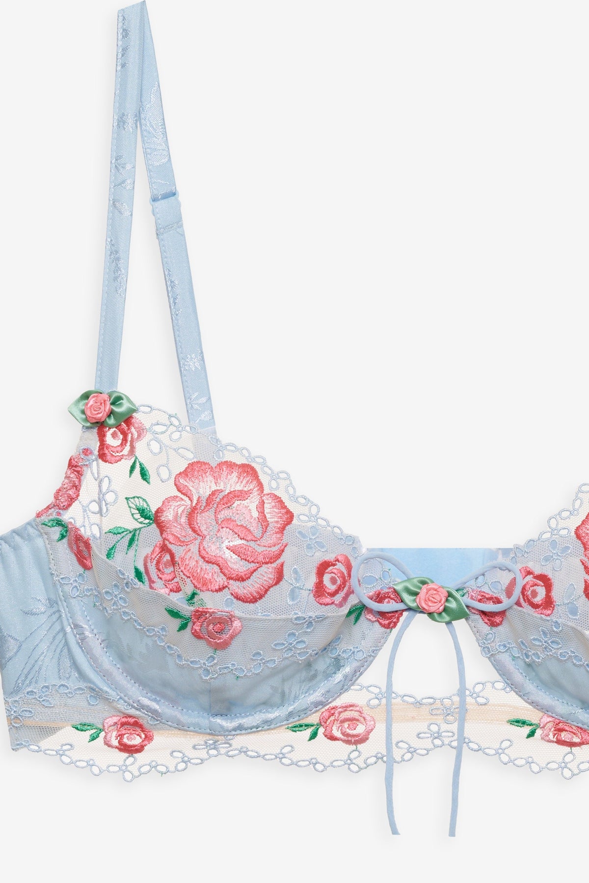 Vintage Rose Eyelet Bra - Blue