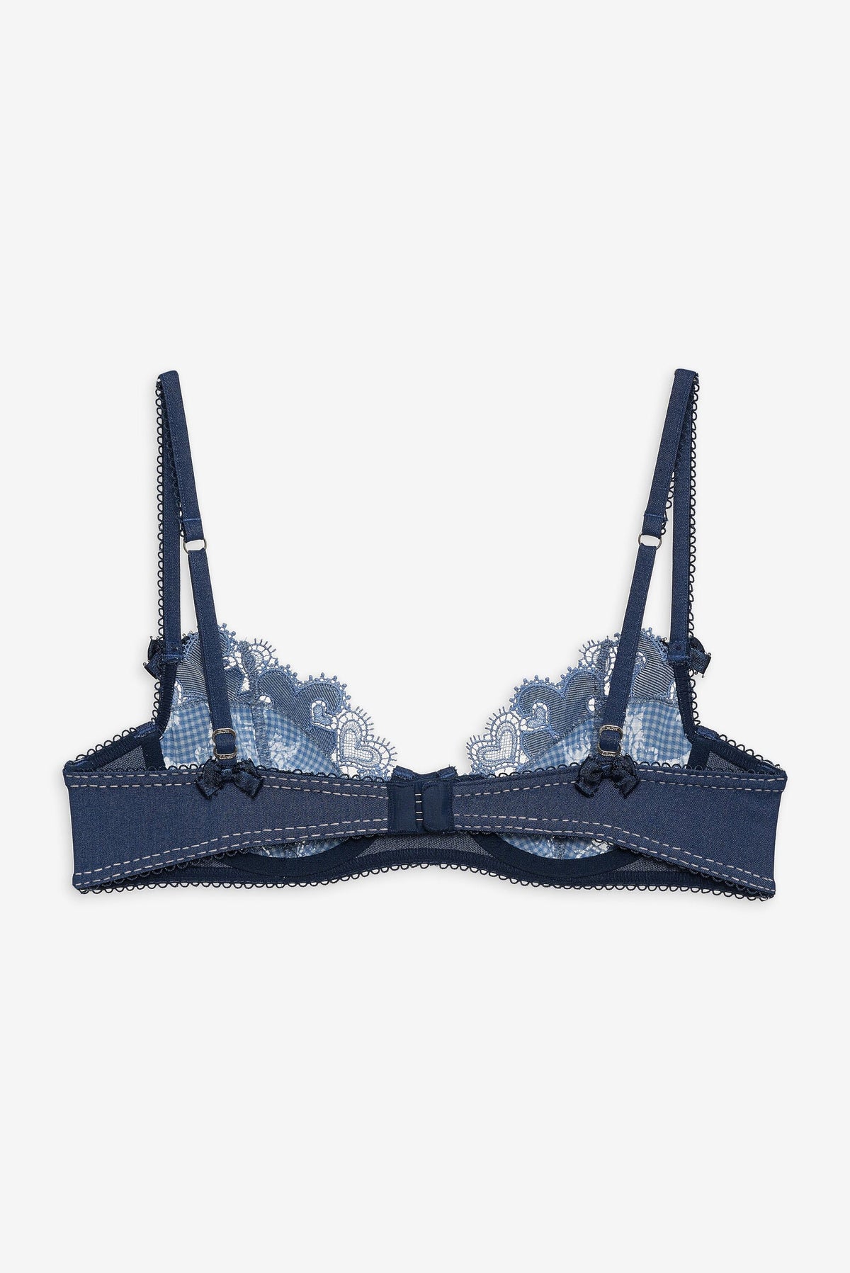 Denim Hearts Underwire Bra - Blue