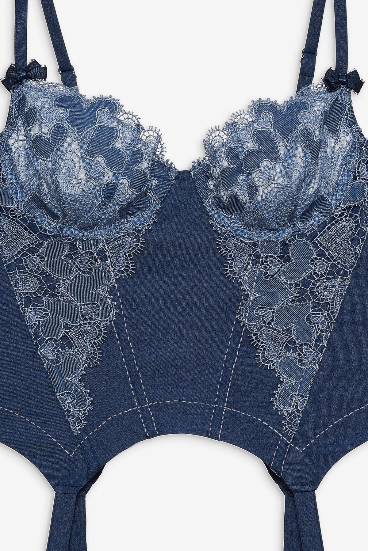 Denim Hearts Bustier - Blue