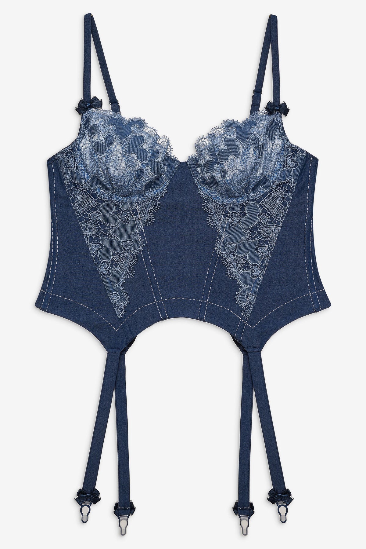 Denim Hearts Bustier - Blue