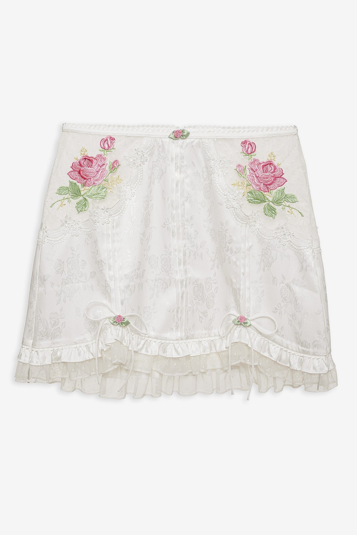 Heirloom Rose Slip Skirt - White