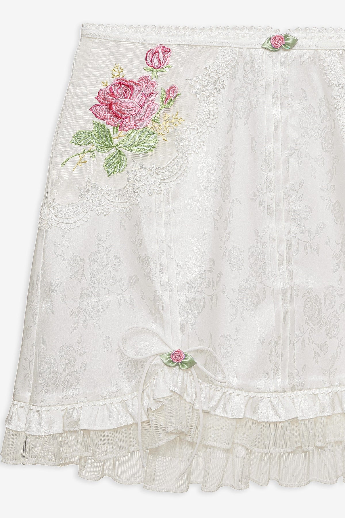 Heirloom Rose Slip Skirt - White