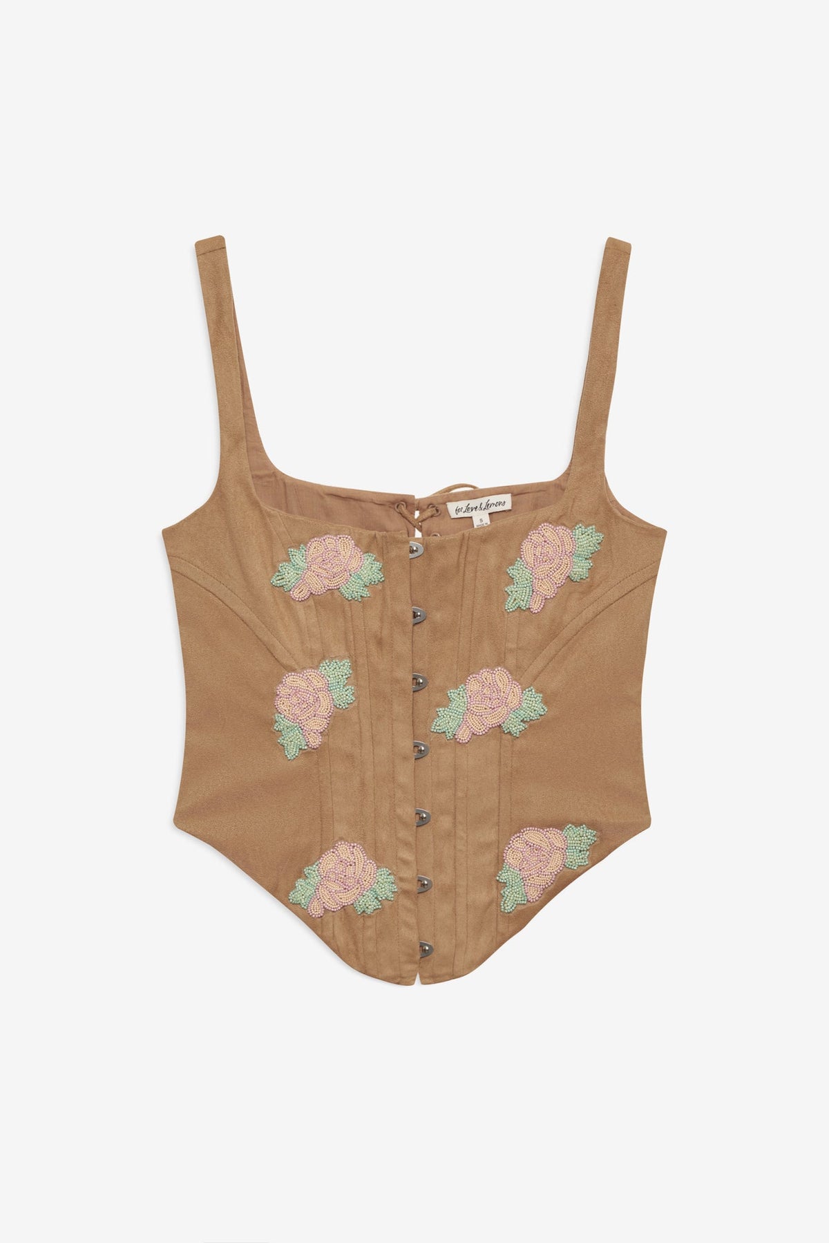 Rose Beaded Bustier - Brown