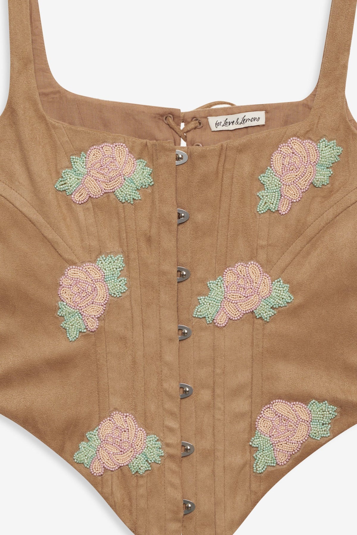 Rose Beaded Bustier - Brown