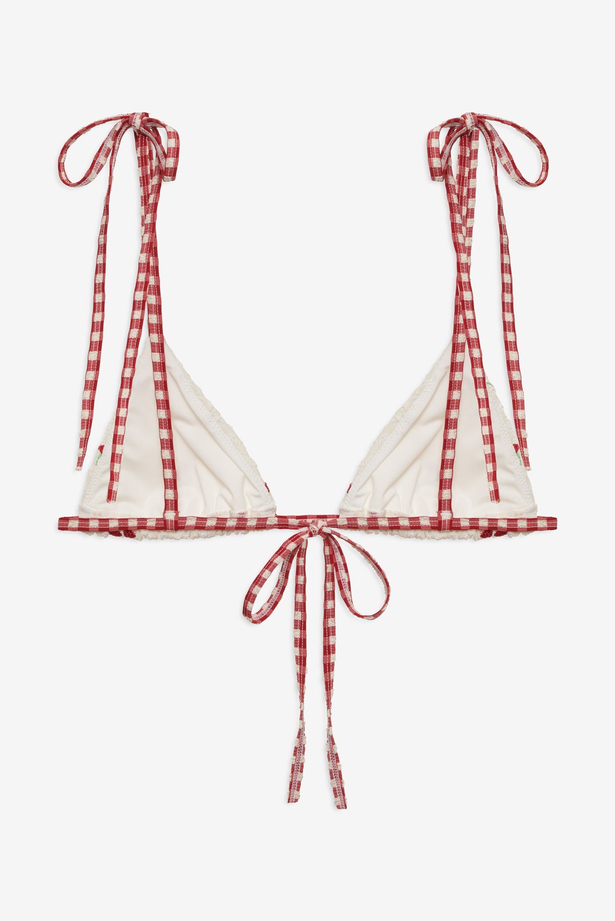 Beaded Cherries Bikini Top - Cream