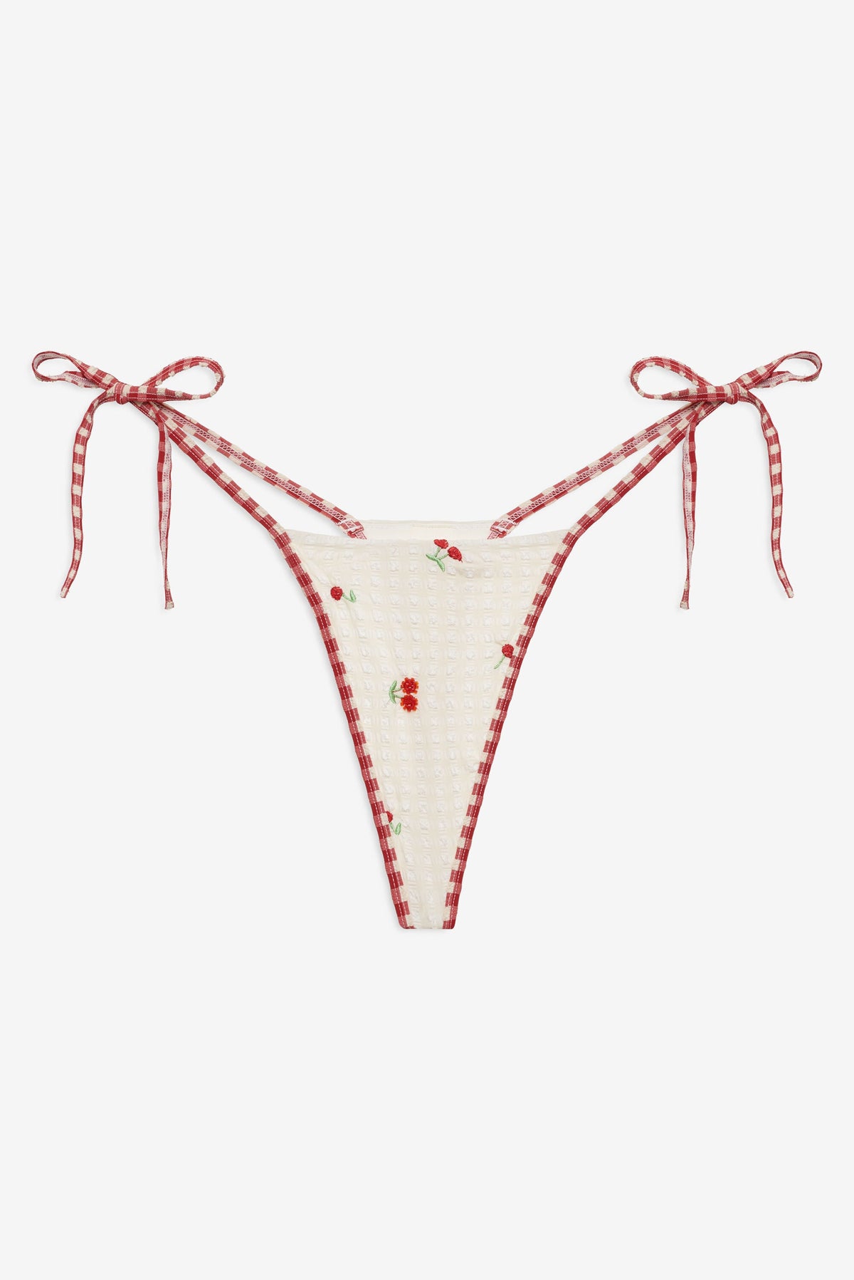 Beaded Cherries Bikini Bottom - Cream