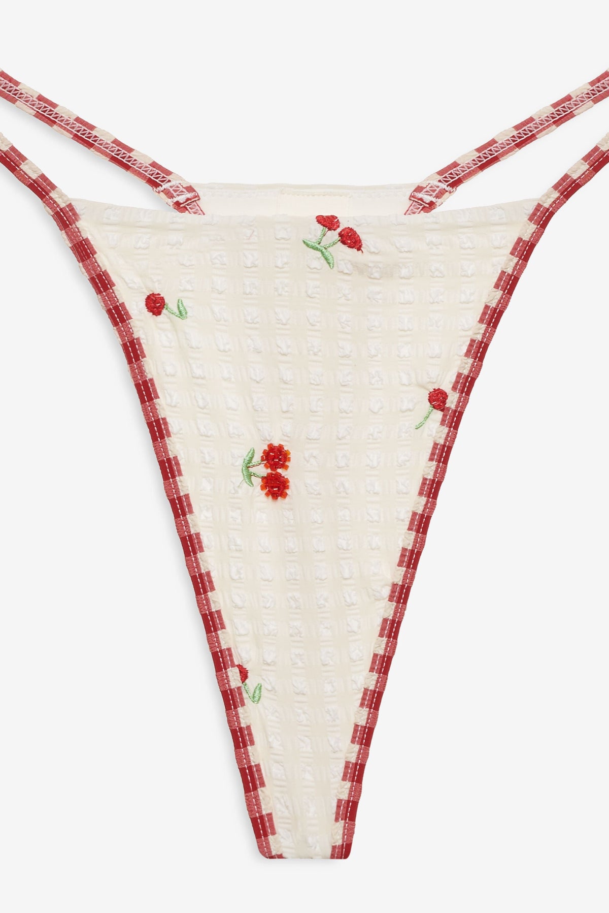 Beaded Cherries Bikini Bottom - Cream